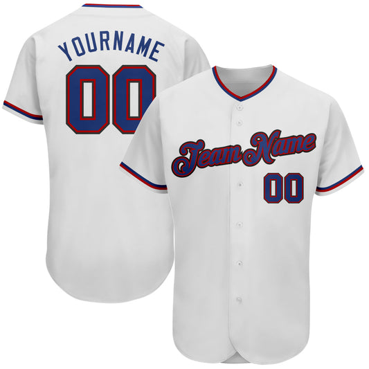 Custom White Royal-Red Authentic Baseball Jersey - Main View