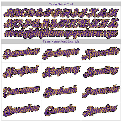 Custom White Purple-Old Gold Authentic Baseball Jersey view 4