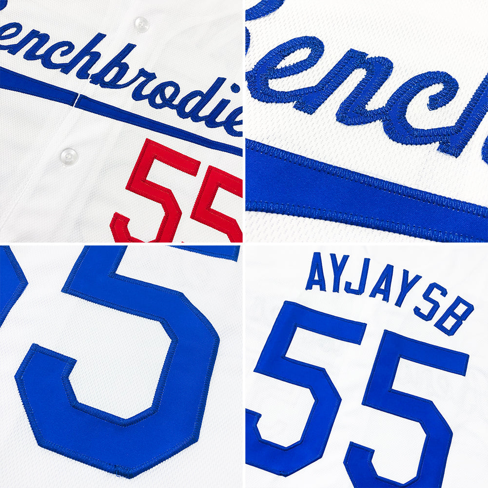 Custom White Royal-Old Gold Authentic Baseball Jersey view 6