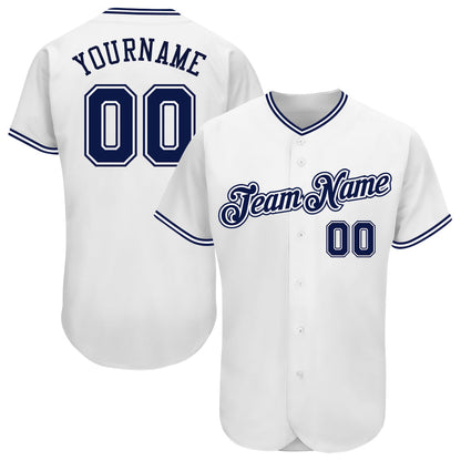 Custom White Navy Authentic Baseball Jersey - Main View
