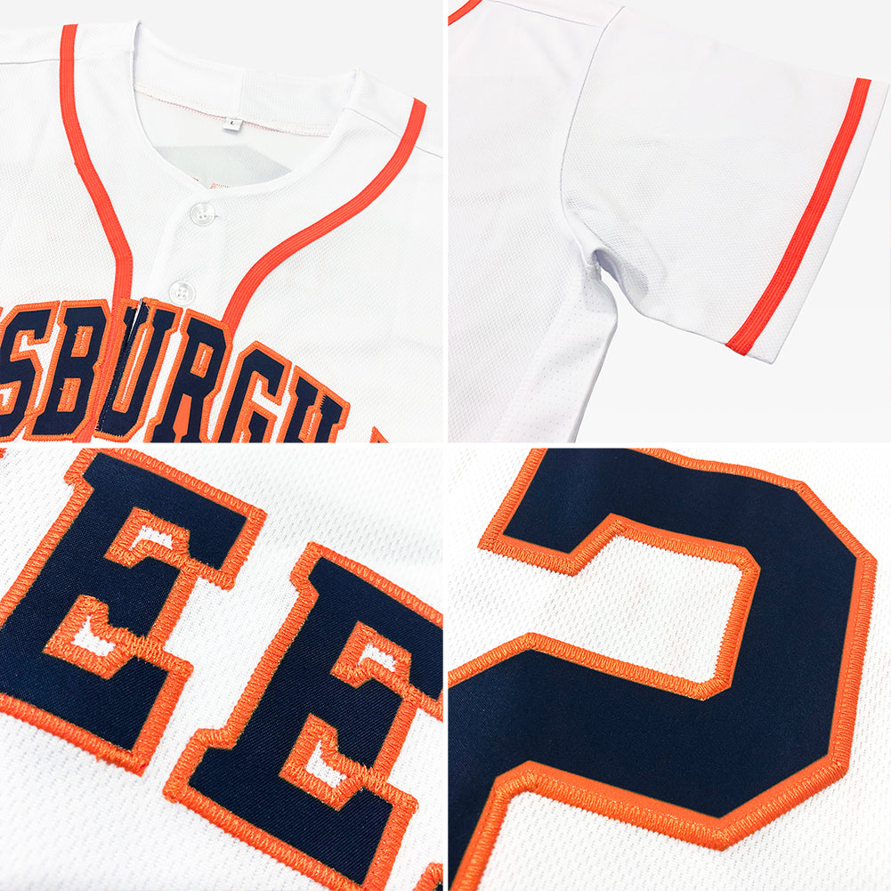 Custom White Green-Gold Authentic Baseball Jersey view 6