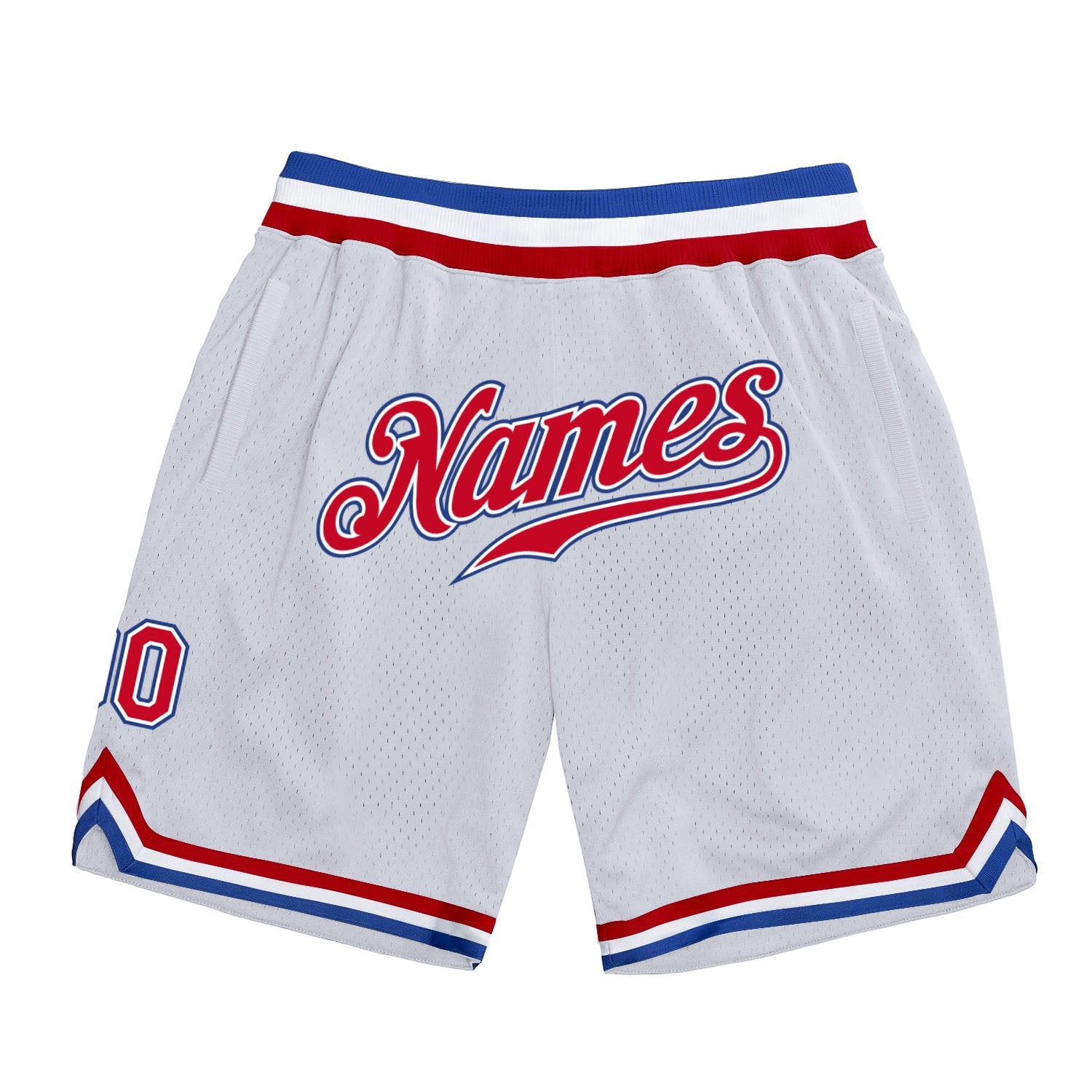 Custom White Red-Royal Authentic Throwback Basketball Shorts - Main View