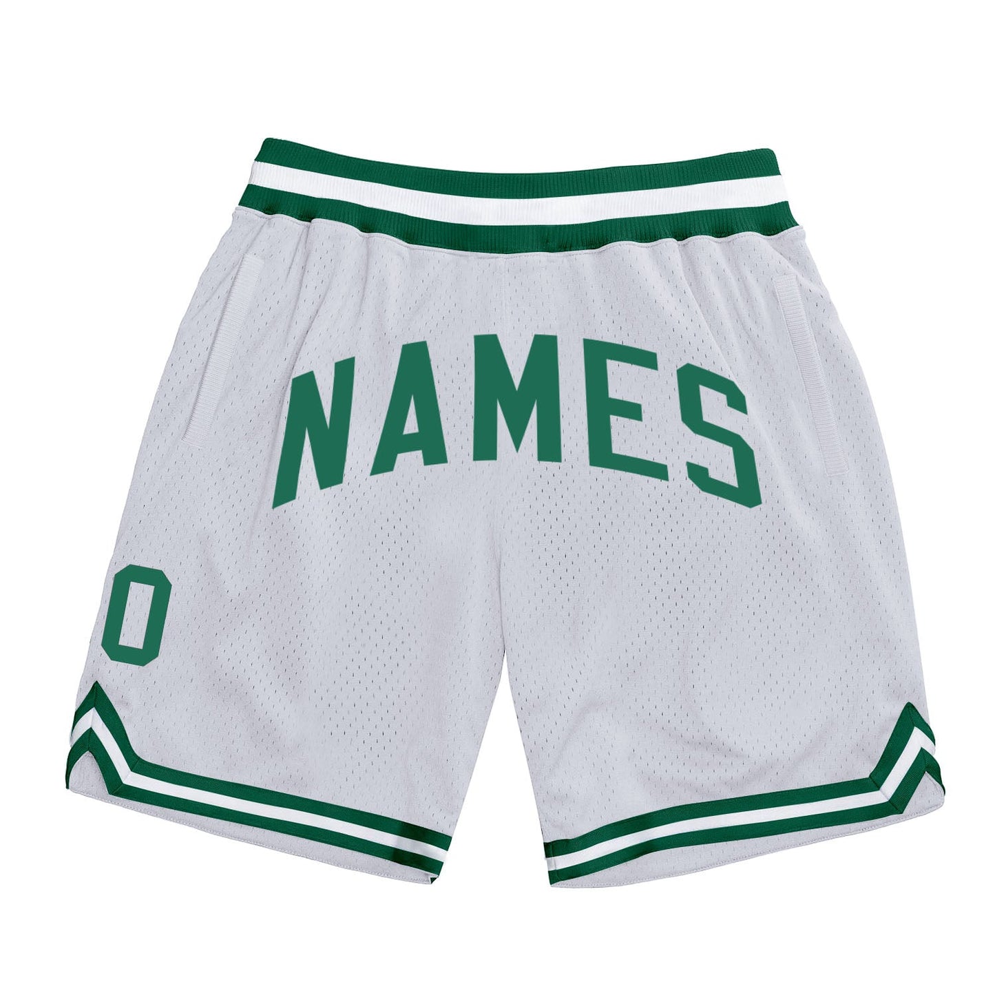 Custom White Kelly Green Authentic Throwback Basketball Shorts - Main View