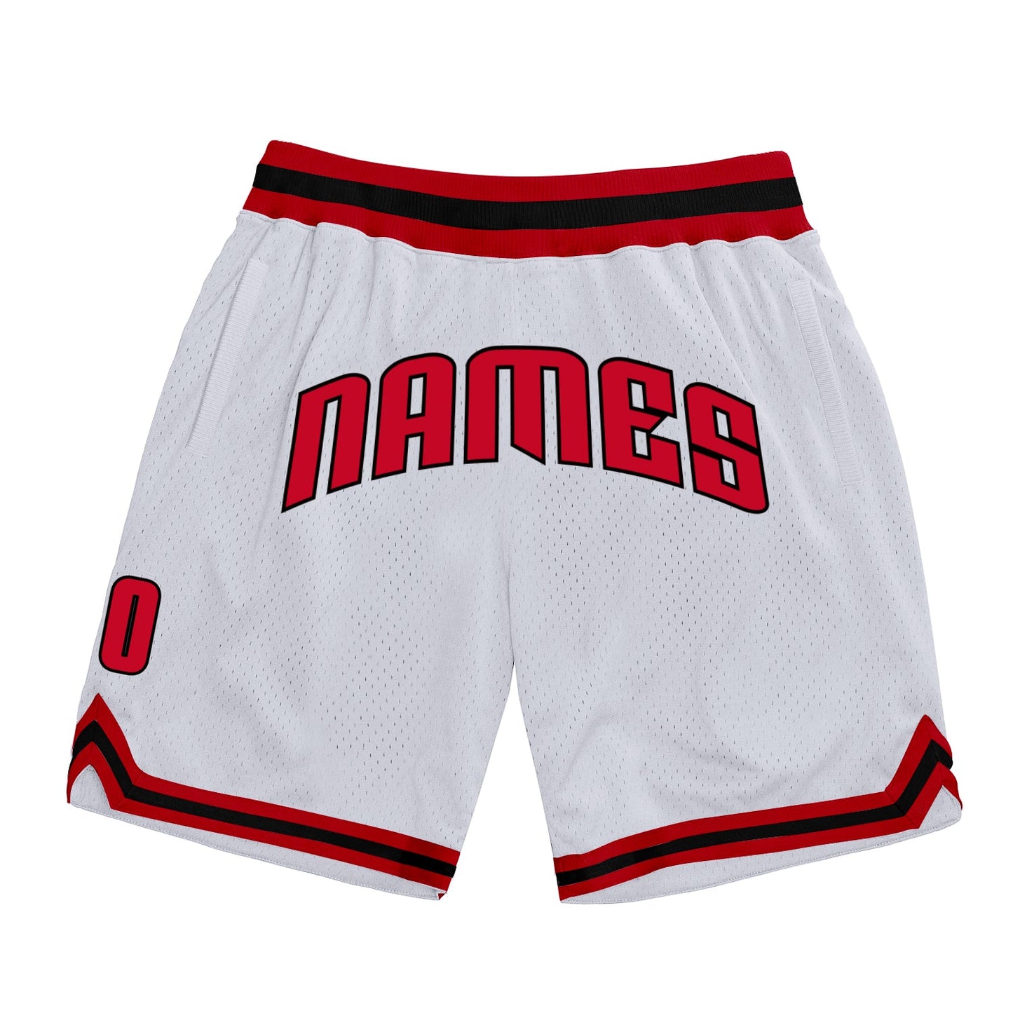 Custom White Red-Black Authentic Throwback Basketball Shorts - Main View