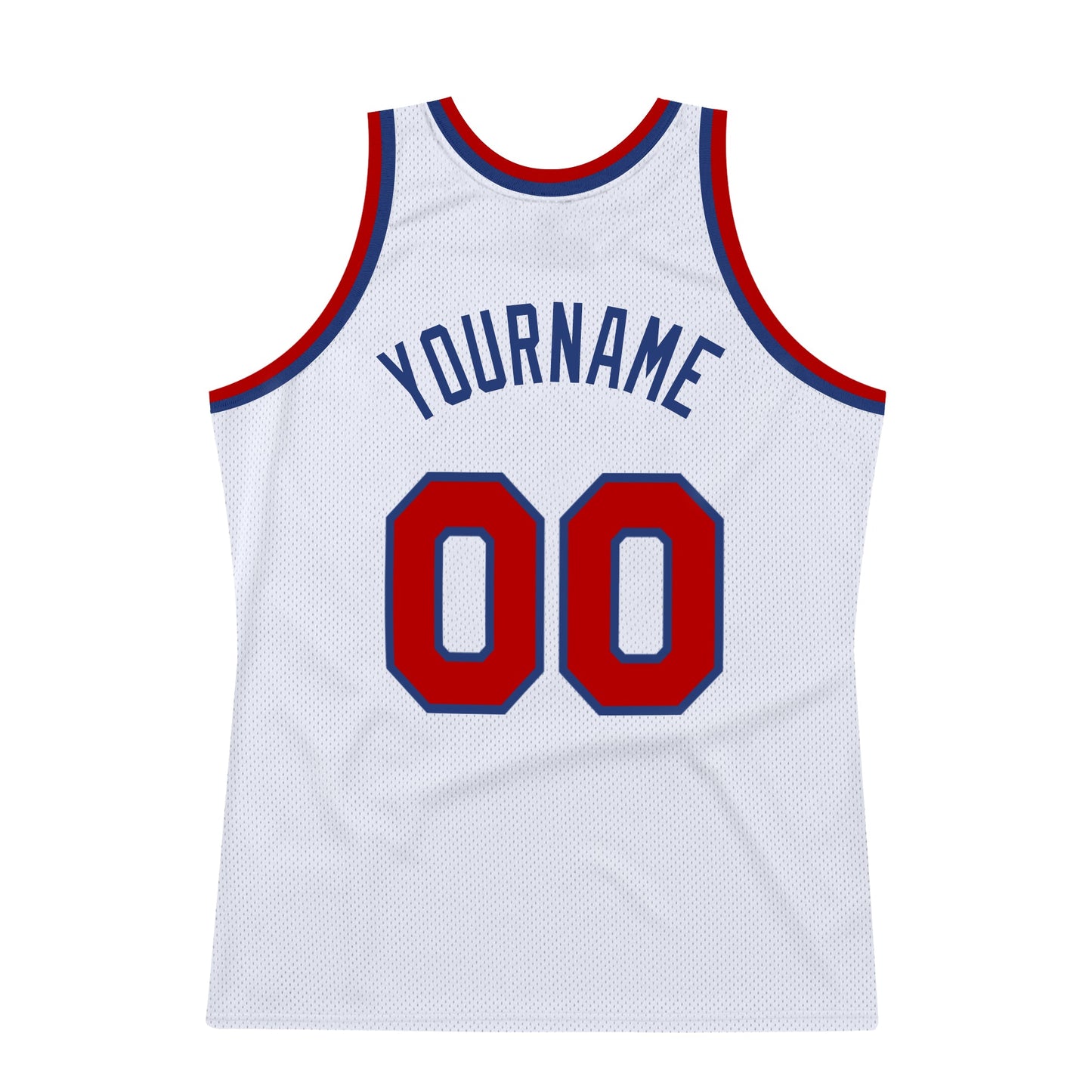 Custom White Red-Royal Authentic Throwback Basketball Jersey view 6