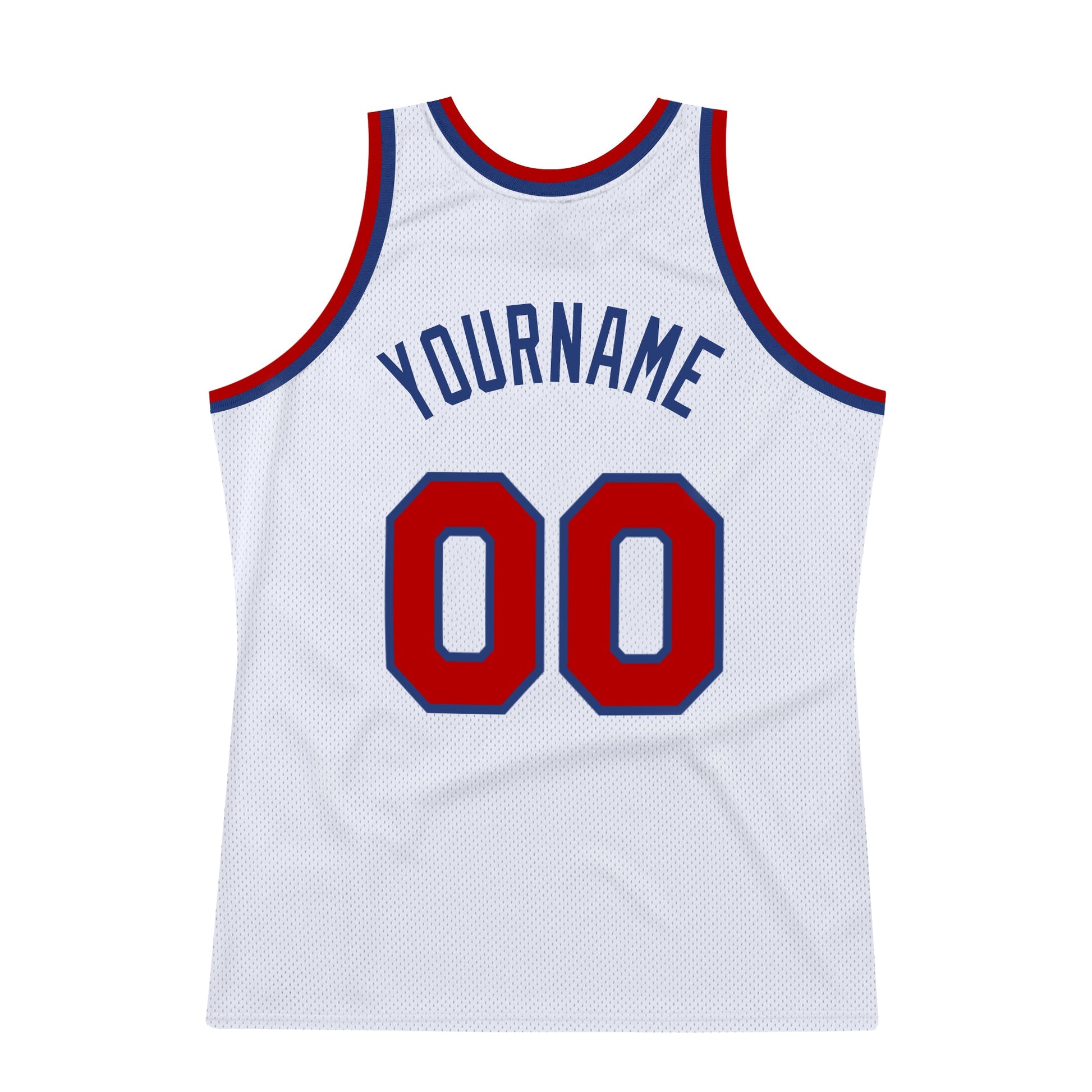 Custom White Red-Royal Authentic Throwback Basketball Jersey view 6