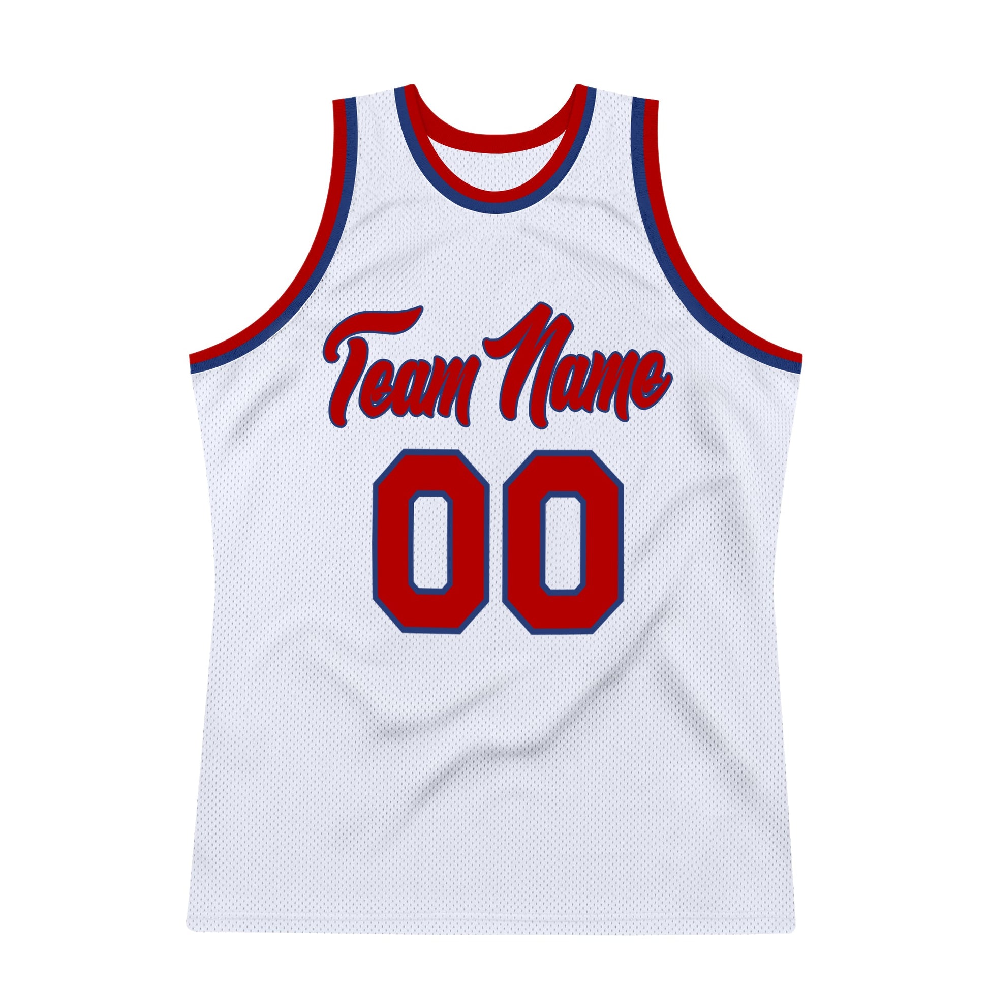 Custom White Red-Royal Authentic Throwback Basketball Jersey view 7
