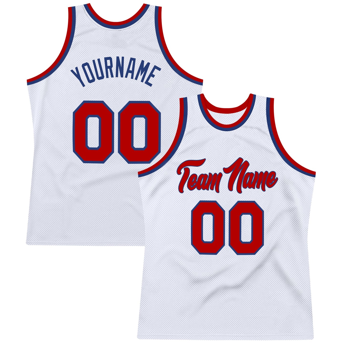 Custom White Red-Royal Authentic Throwback Basketball Jersey - Main View