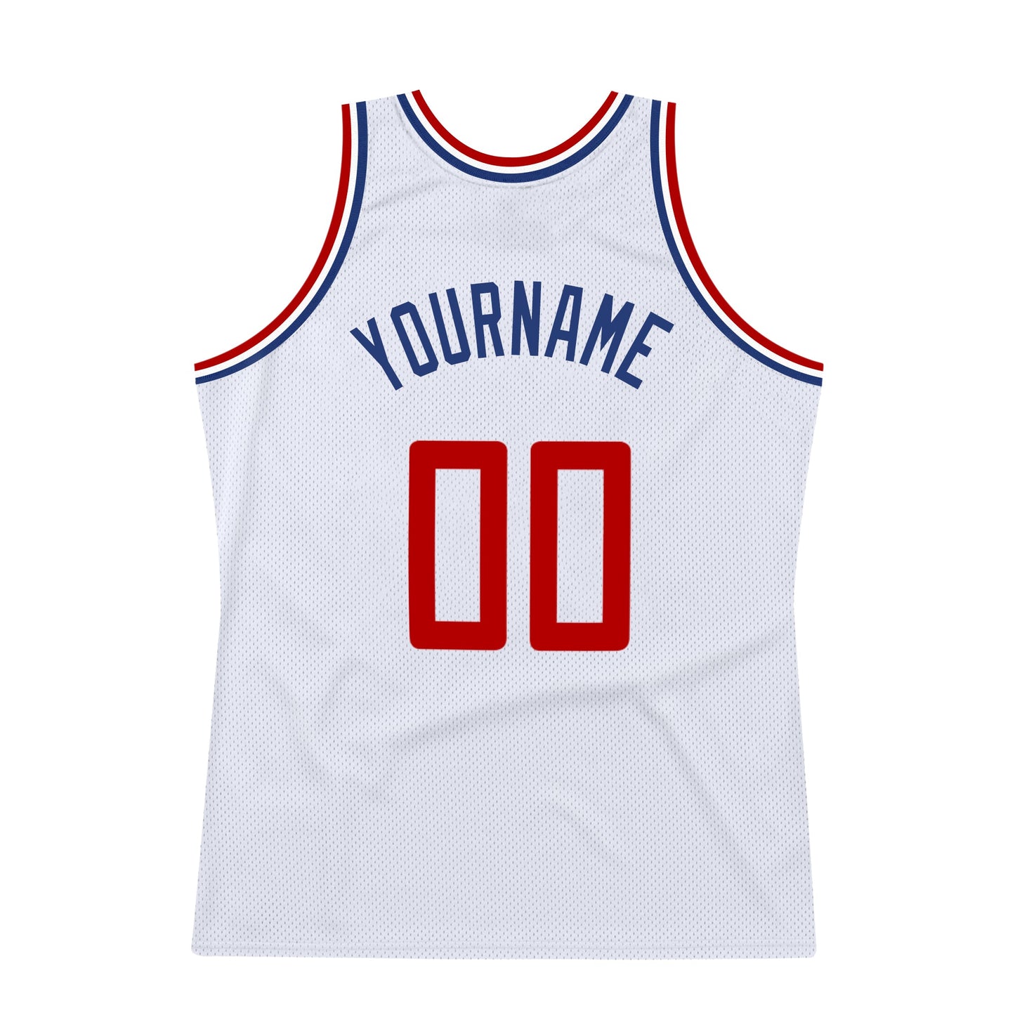 Custom White Red-Royal Authentic Throwback Basketball Jersey view 6
