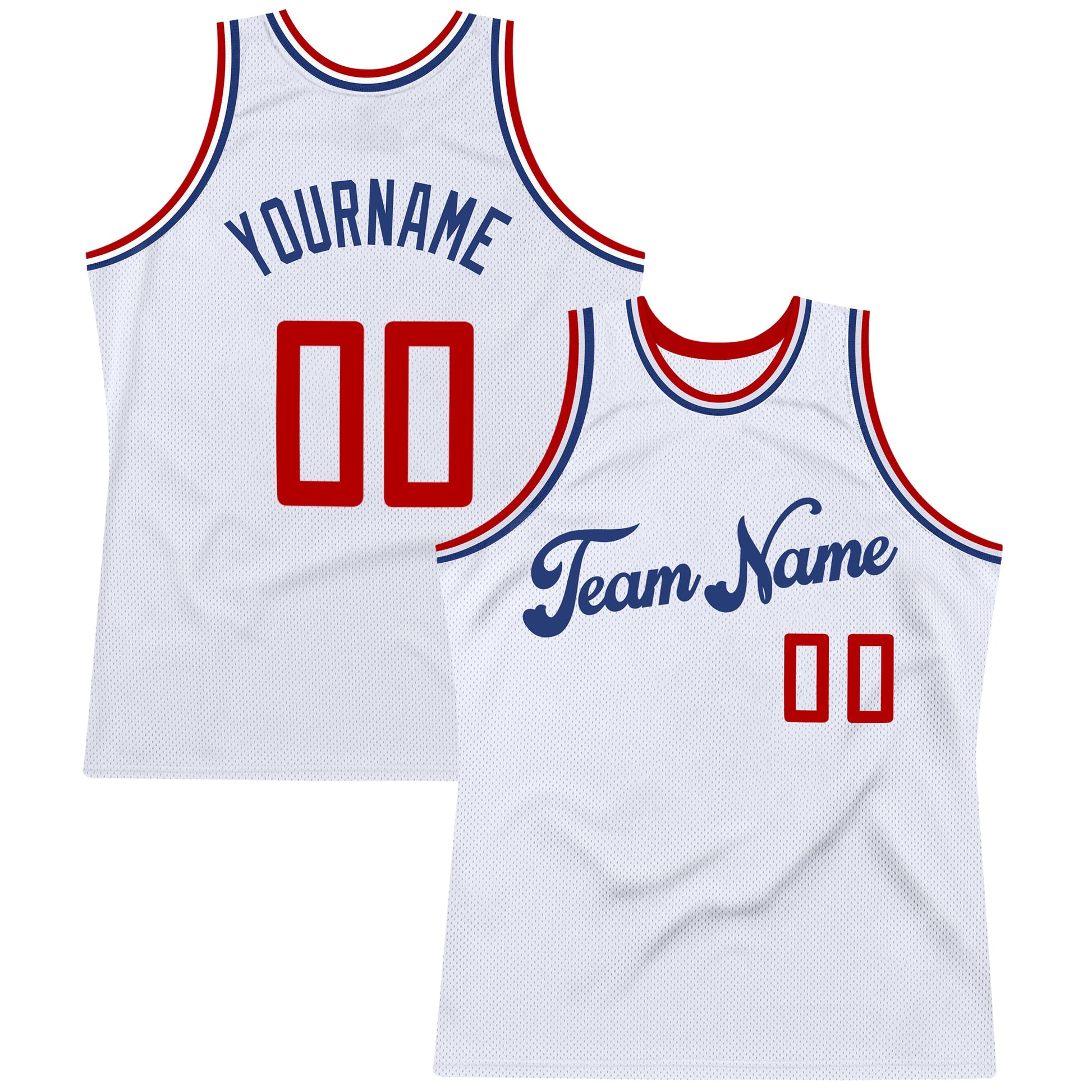 Custom White Red-Royal Authentic Throwback Basketball Jersey - Main View
