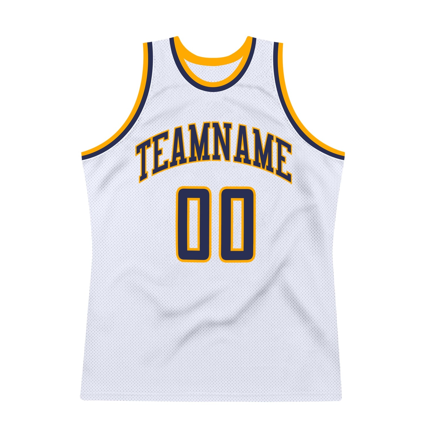 Custom White Navy-Gold Authentic Throwback Basketball Jersey view 7