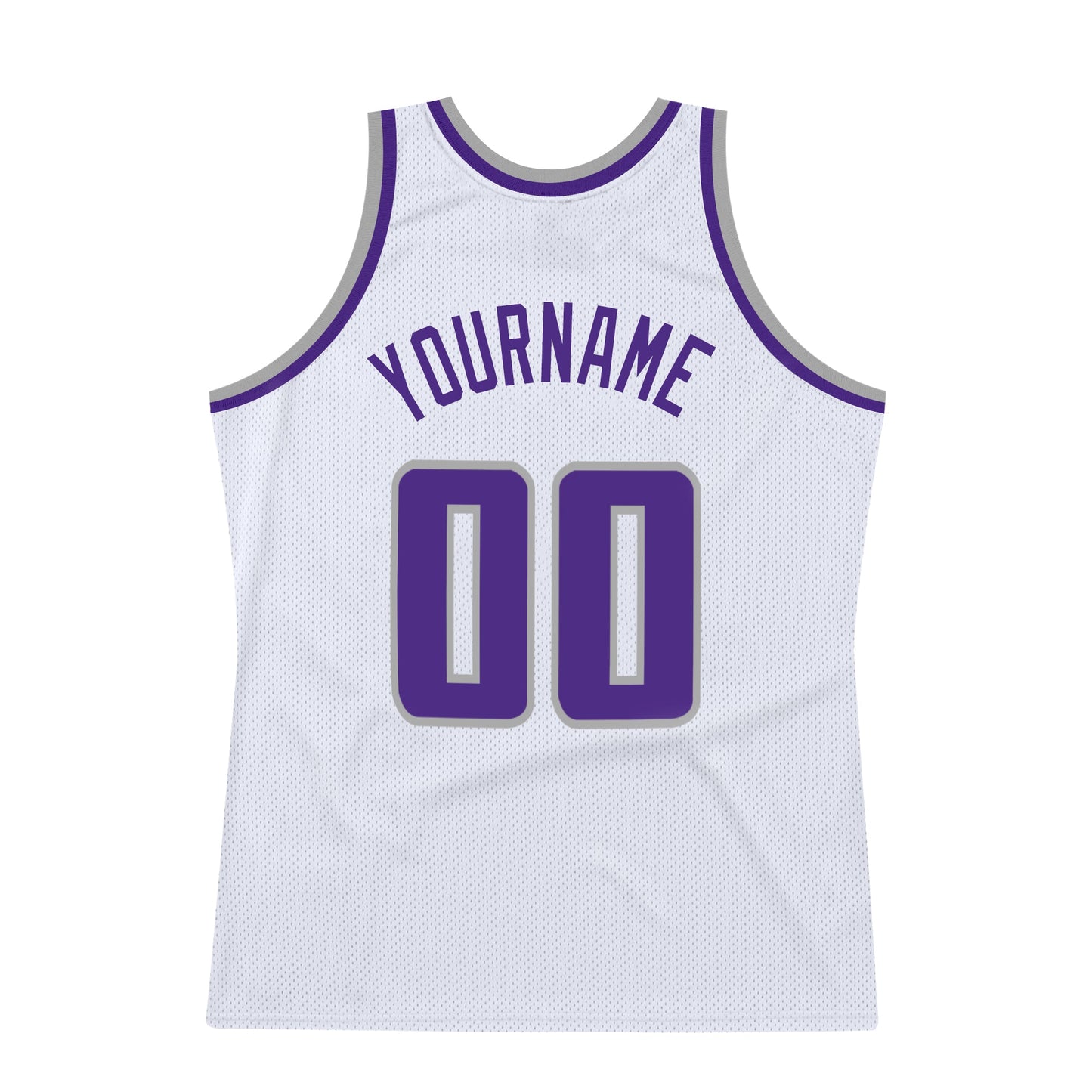 Custom White Purple-Gray Authentic Throwback Basketball Jersey view 6