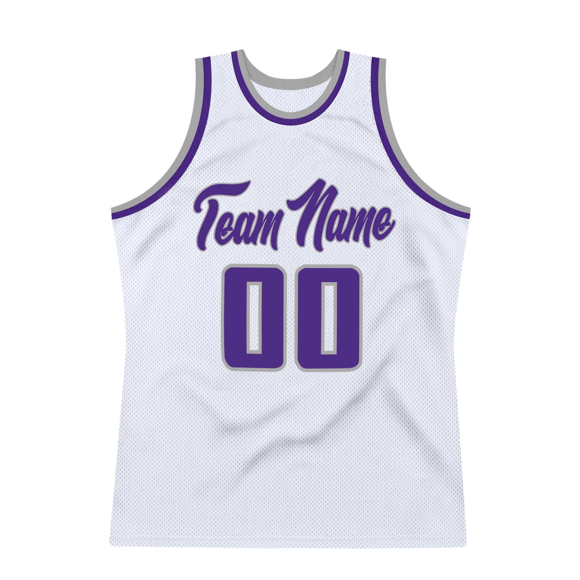 Custom White Purple-Gray Authentic Throwback Basketball Jersey view 7