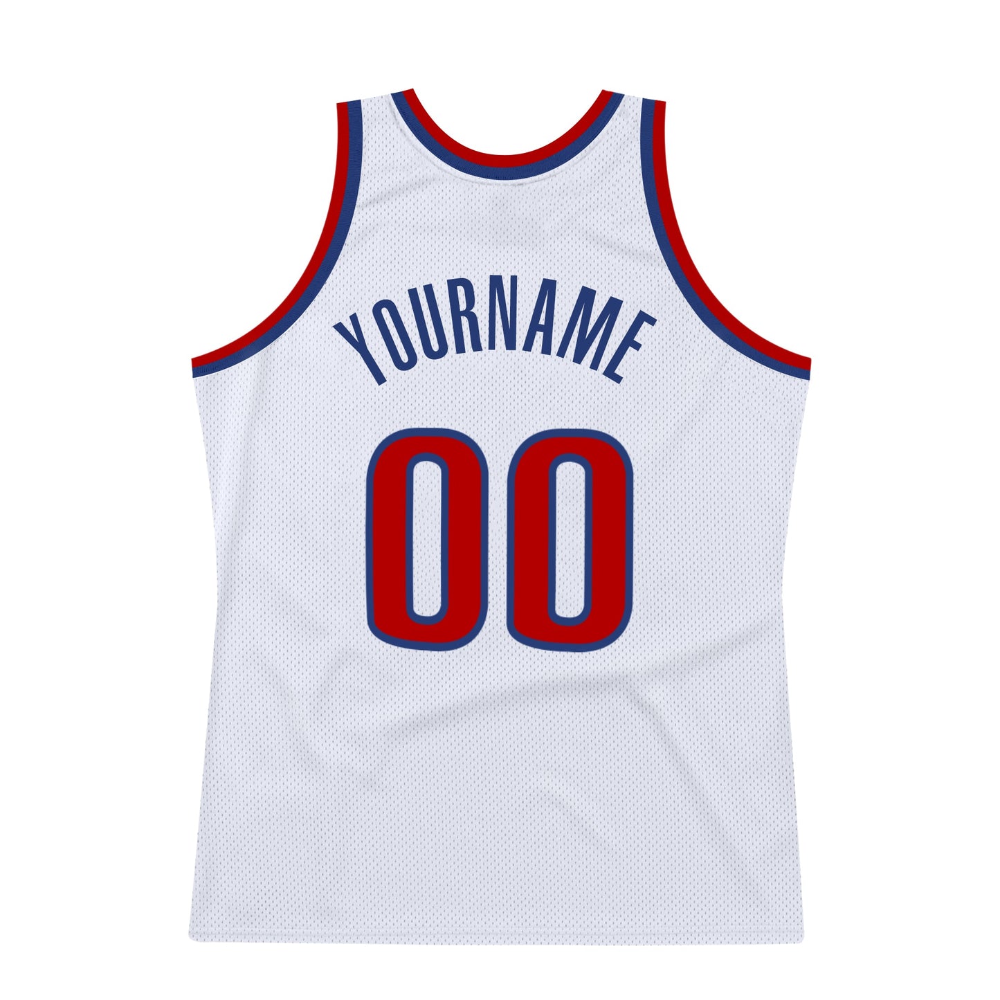Custom White Red-Royal Authentic Throwback Basketball Jersey view 6