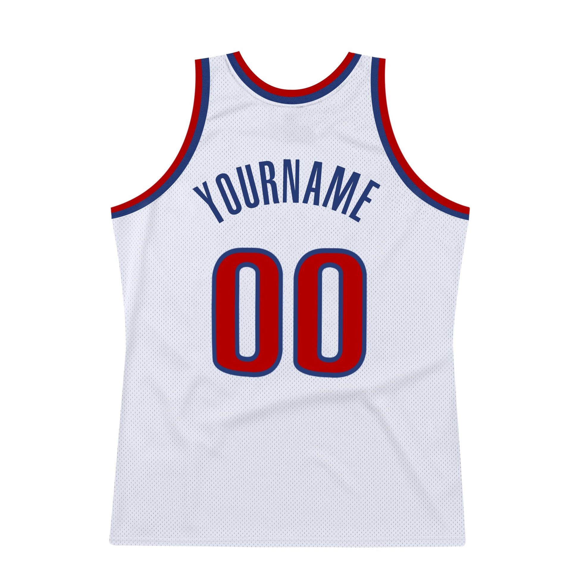 Custom White Red-Royal Authentic Throwback Basketball Jersey view 6