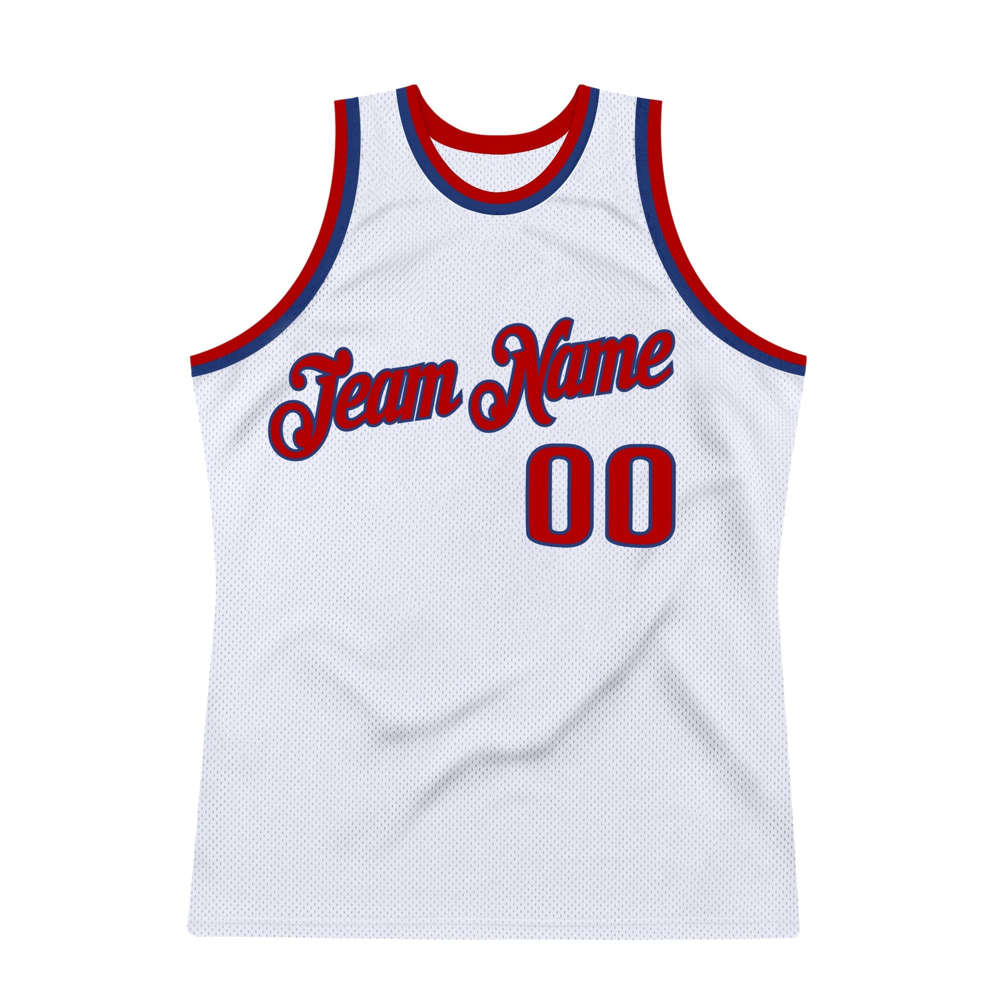 Custom White Red-Royal Authentic Throwback Basketball Jersey view 7