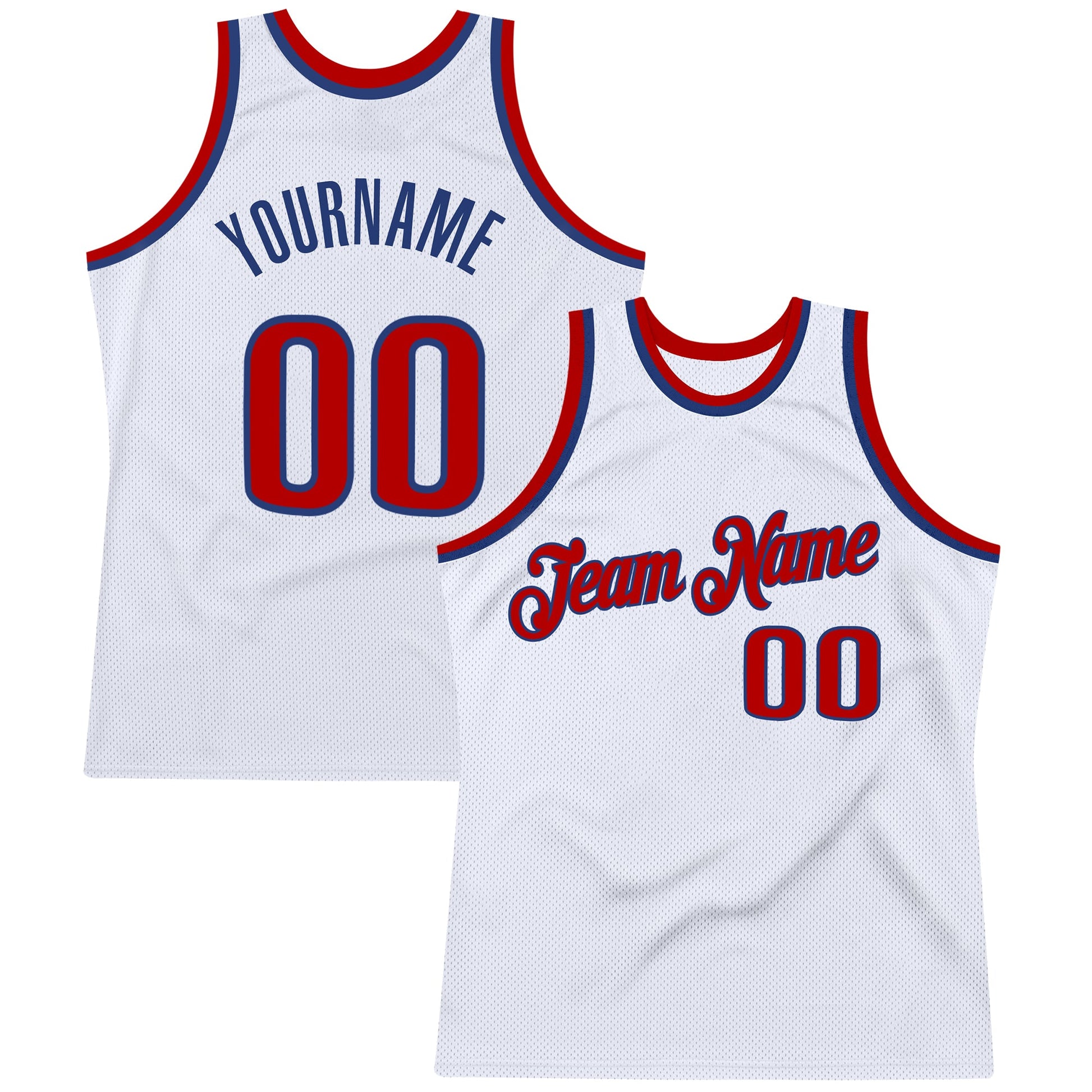 Custom White Red-Royal Authentic Throwback Basketball Jersey - Main View