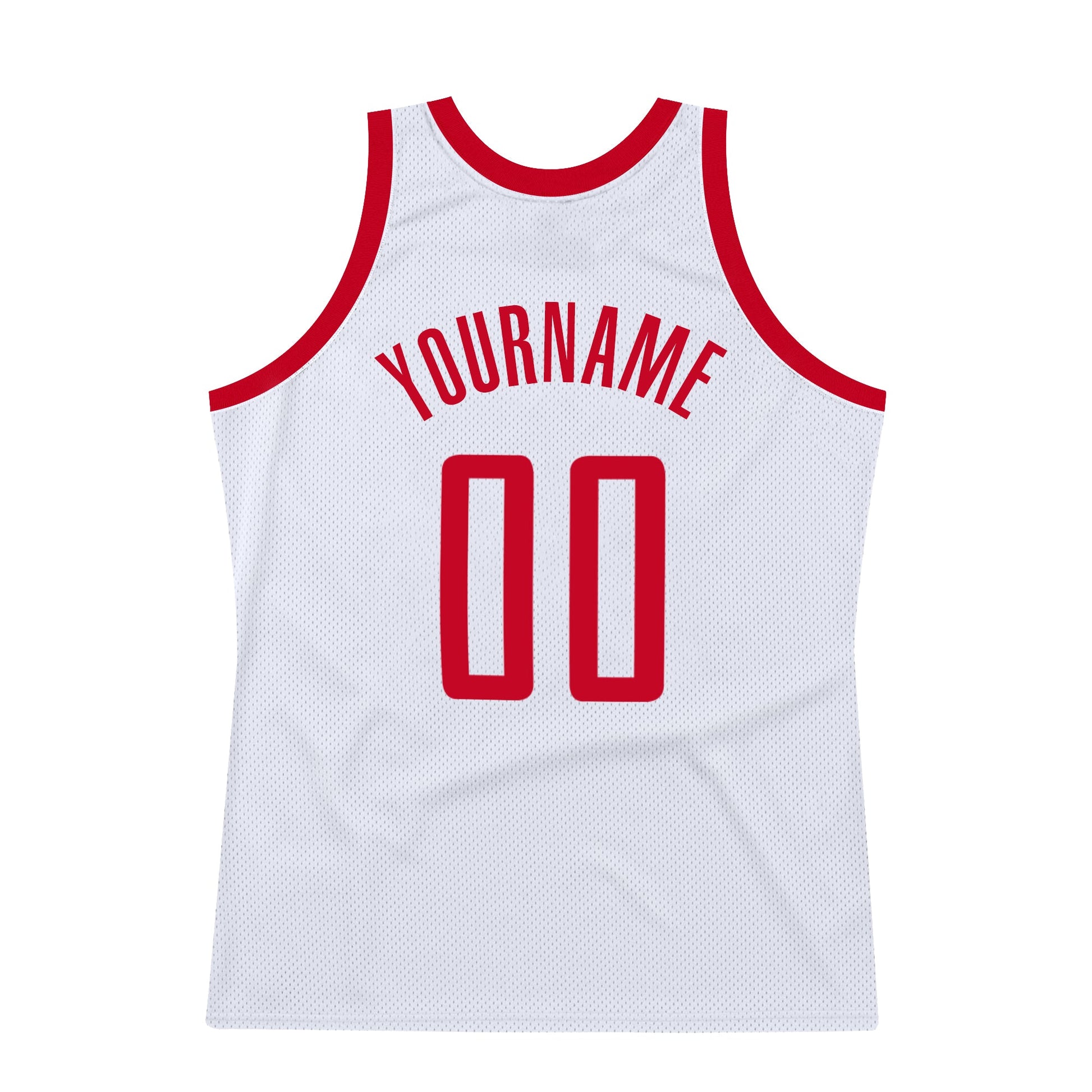Custom White Red-Black Authentic Throwback Basketball Jersey view 6