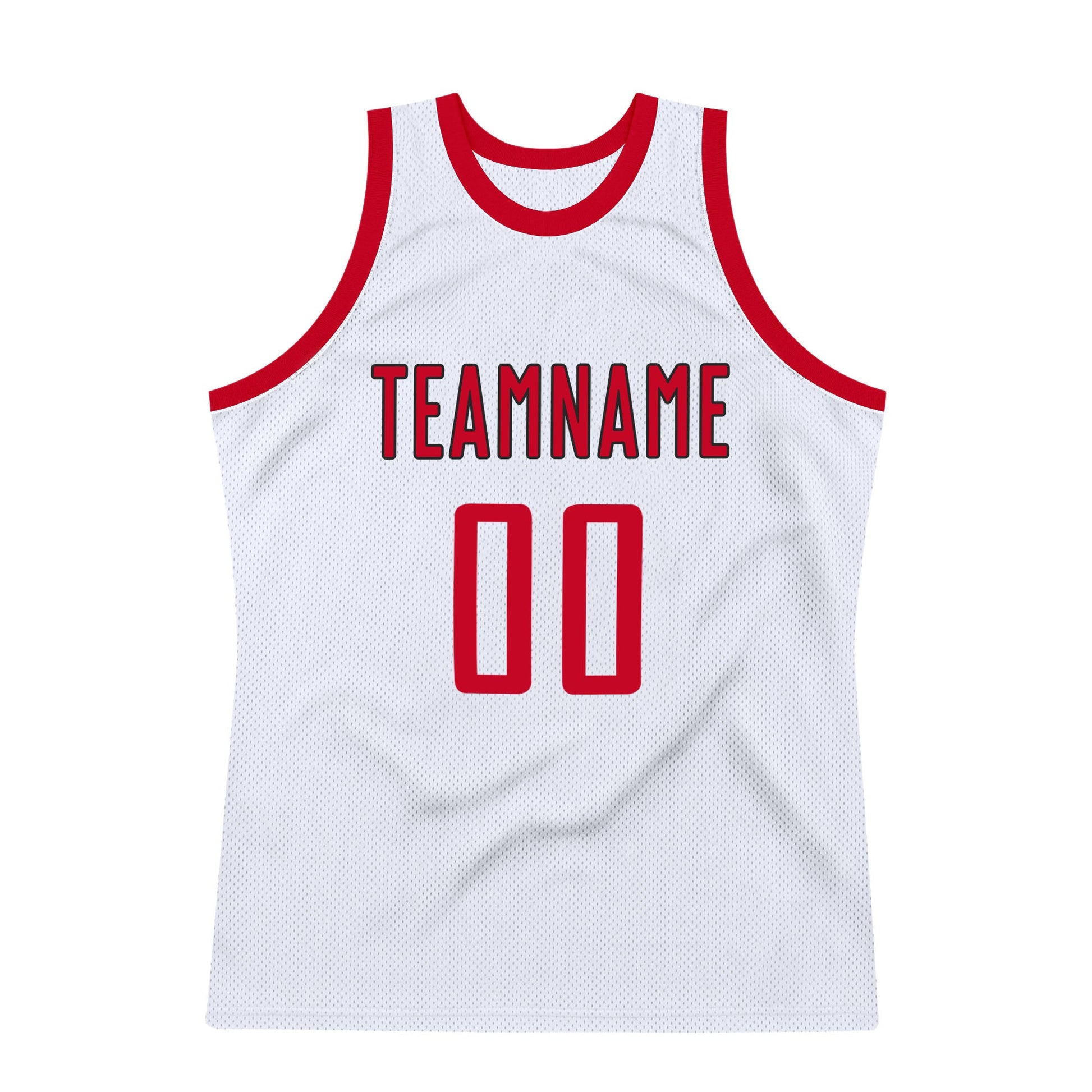Custom White Red-Black Authentic Throwback Basketball Jersey view 7