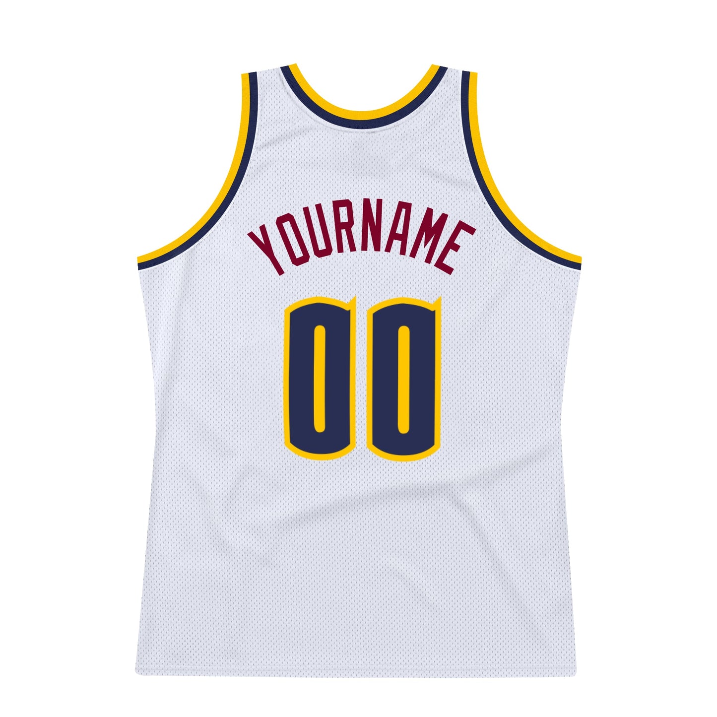 Custom White Navy-Gold Authentic Throwback Basketball Jersey view 6