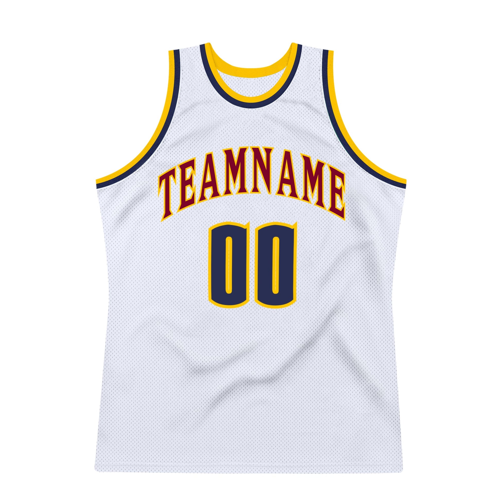 Custom White Navy-Gold Authentic Throwback Basketball Jersey view 7