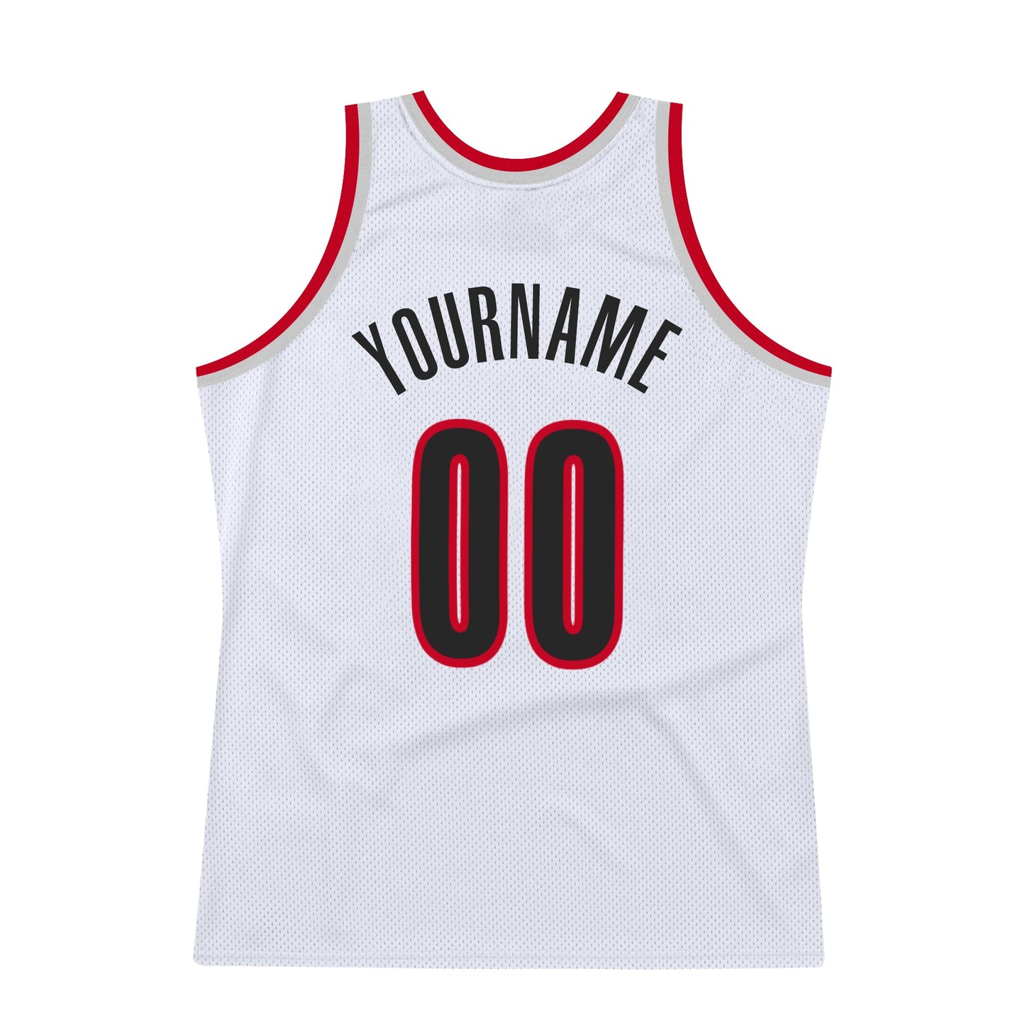 Custom White Black-Red Authentic Throwback Basketball Jersey view 6