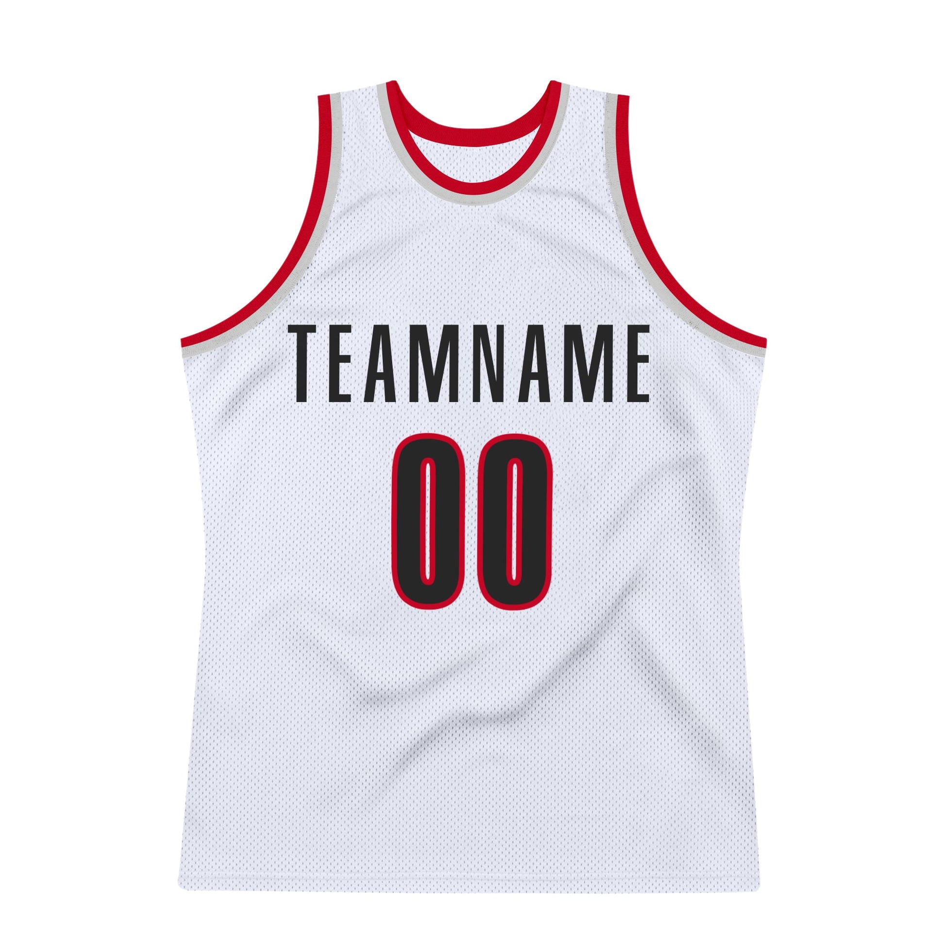 Custom White Black-Red Authentic Throwback Basketball Jersey view 7