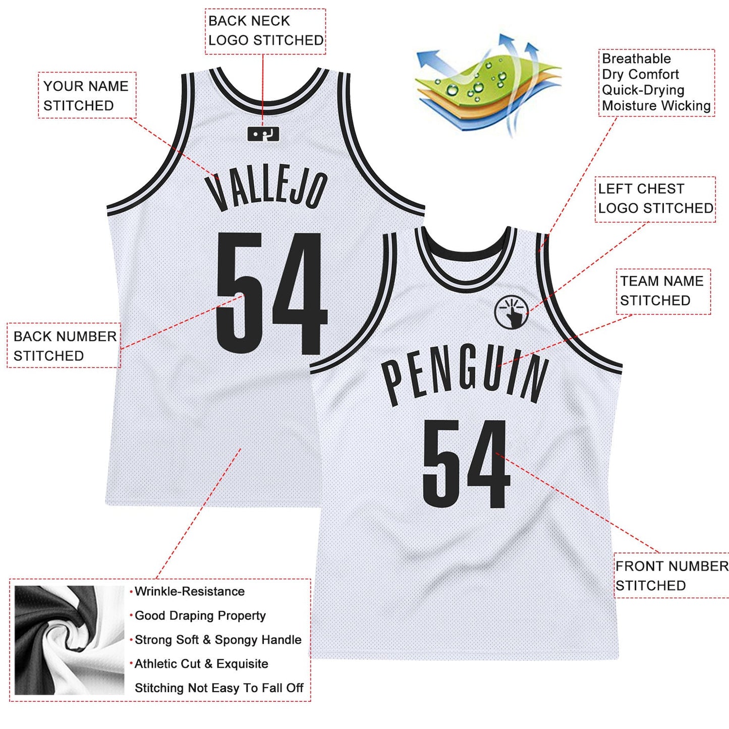 Custom White Black Authentic Throwback Basketball Jersey view 2