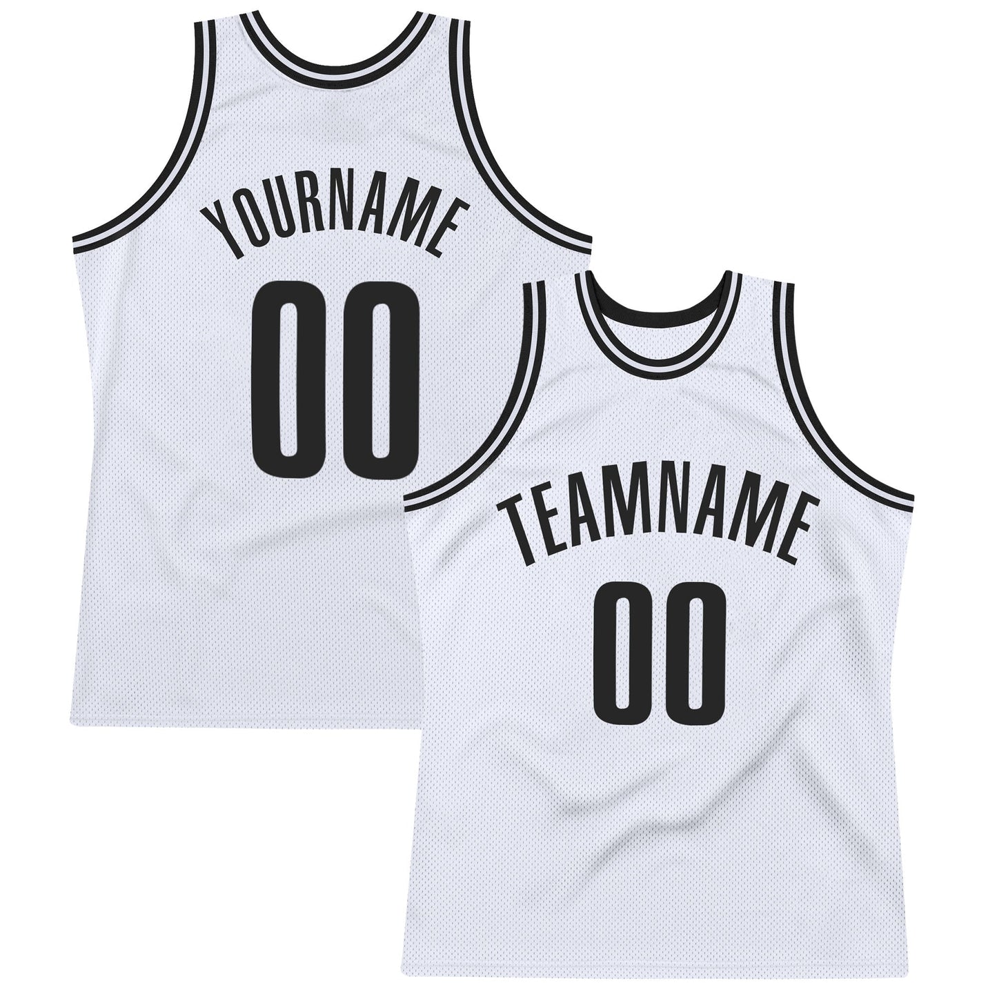 Custom White Black Authentic Throwback Basketball Jersey - Main View