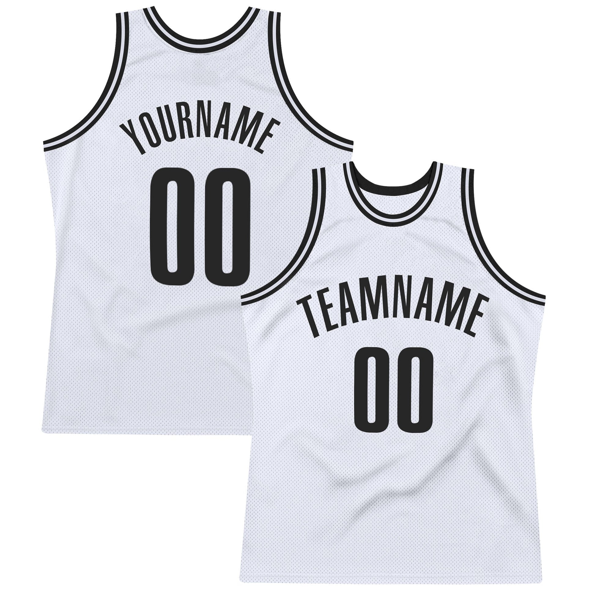 Custom White Black Authentic Throwback Basketball Jersey - Main View
