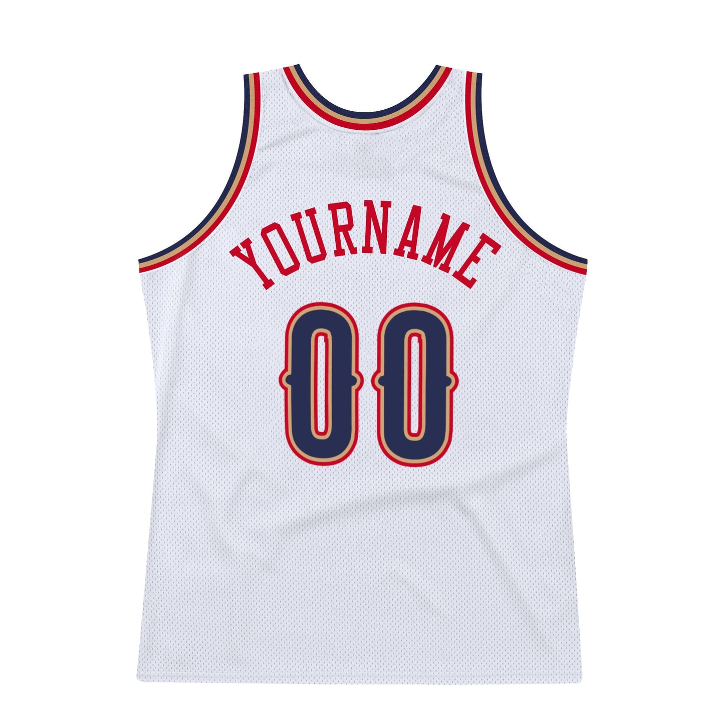 Custom White Navy-Red Authentic Throwback Basketball Jersey view 7