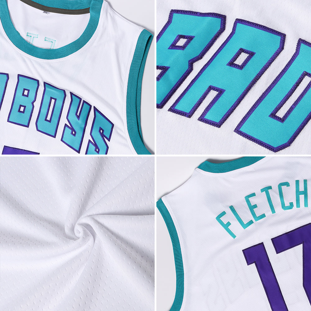 Custom White Royal-Gold Authentic Throwback Basketball Jersey view 5