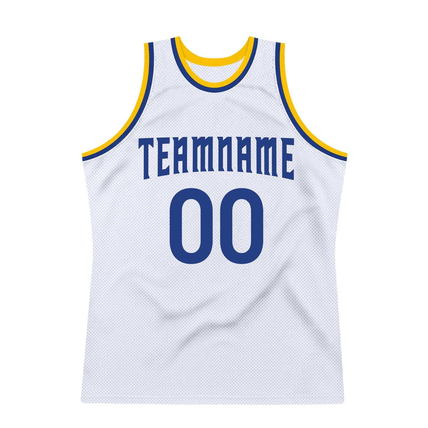 Custom White Royal-Gold Authentic Throwback Basketball Jersey view 7