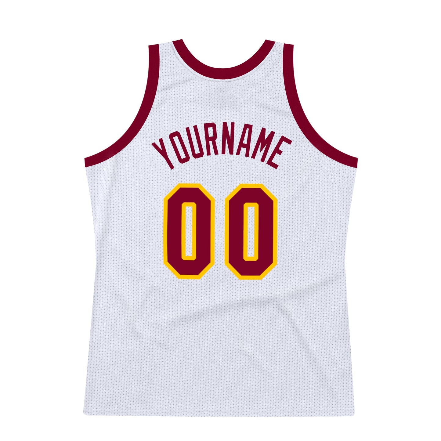 Custom White Maroon-Gold Authentic Throwback Basketball Jersey view 6
