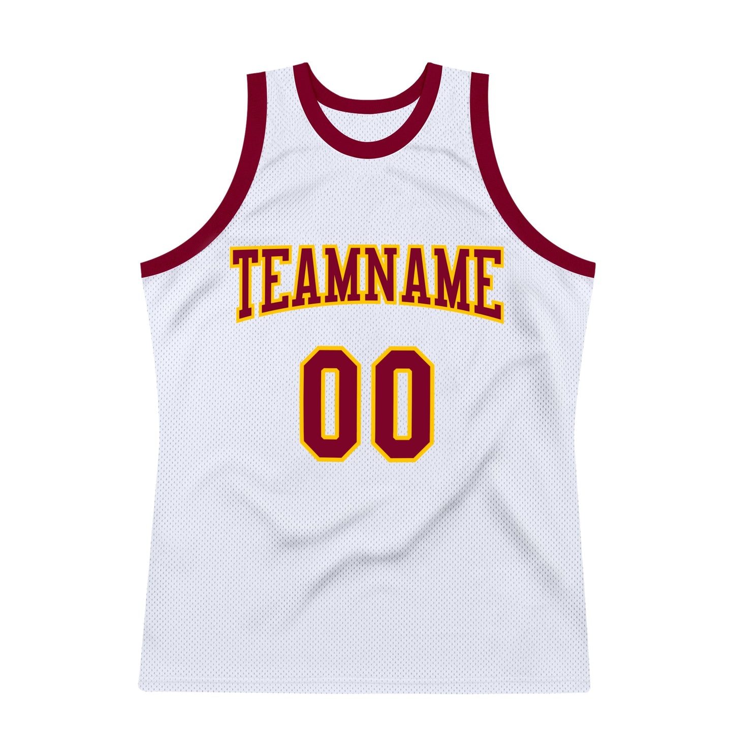 Custom White Maroon-Gold Authentic Throwback Basketball Jersey view 7