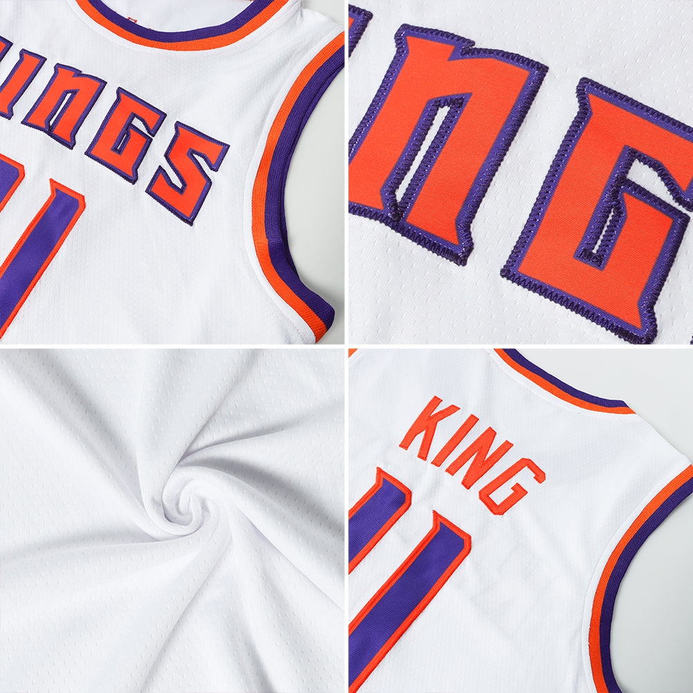 Custom White Maroon-Black Authentic Throwback Basketball Jersey view 5