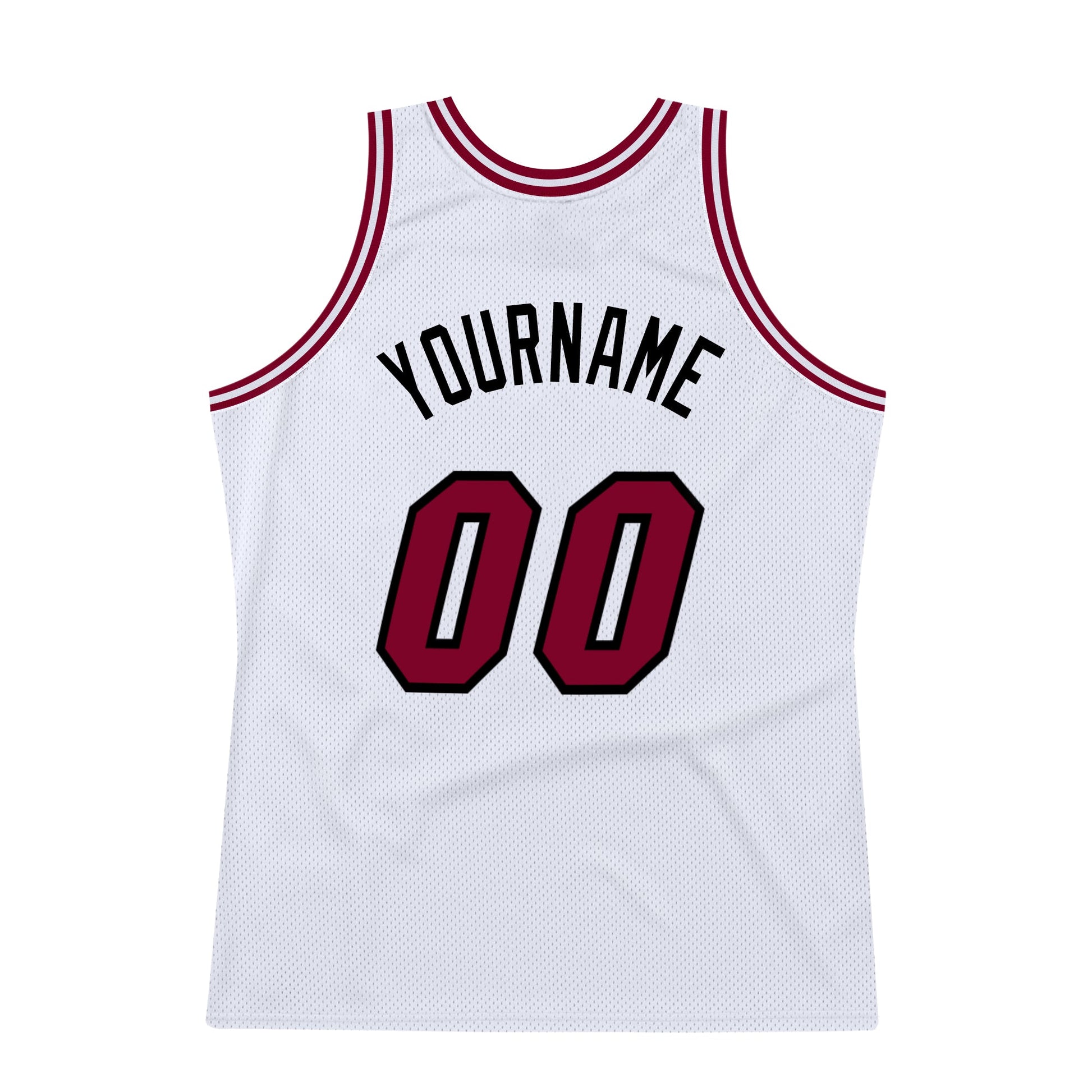 Custom White Maroon-Black Authentic Throwback Basketball Jersey view 6