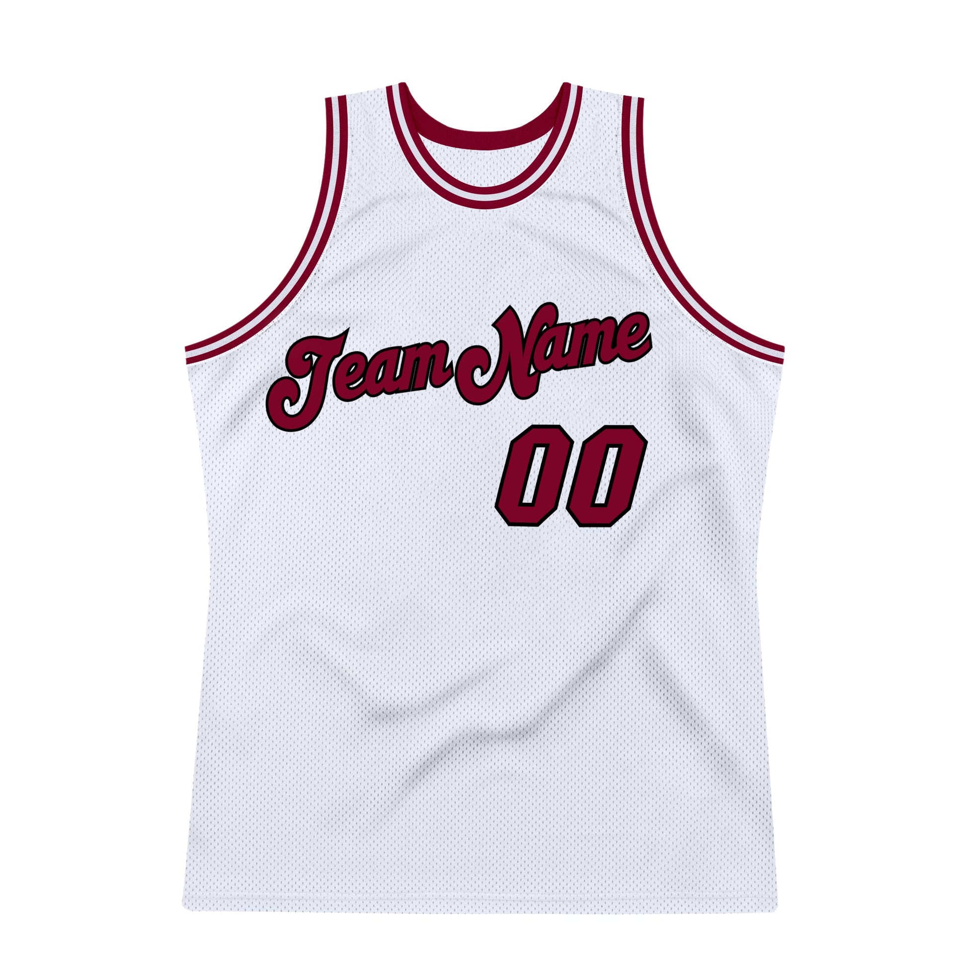 Custom White Maroon-Black Authentic Throwback Basketball Jersey view 7