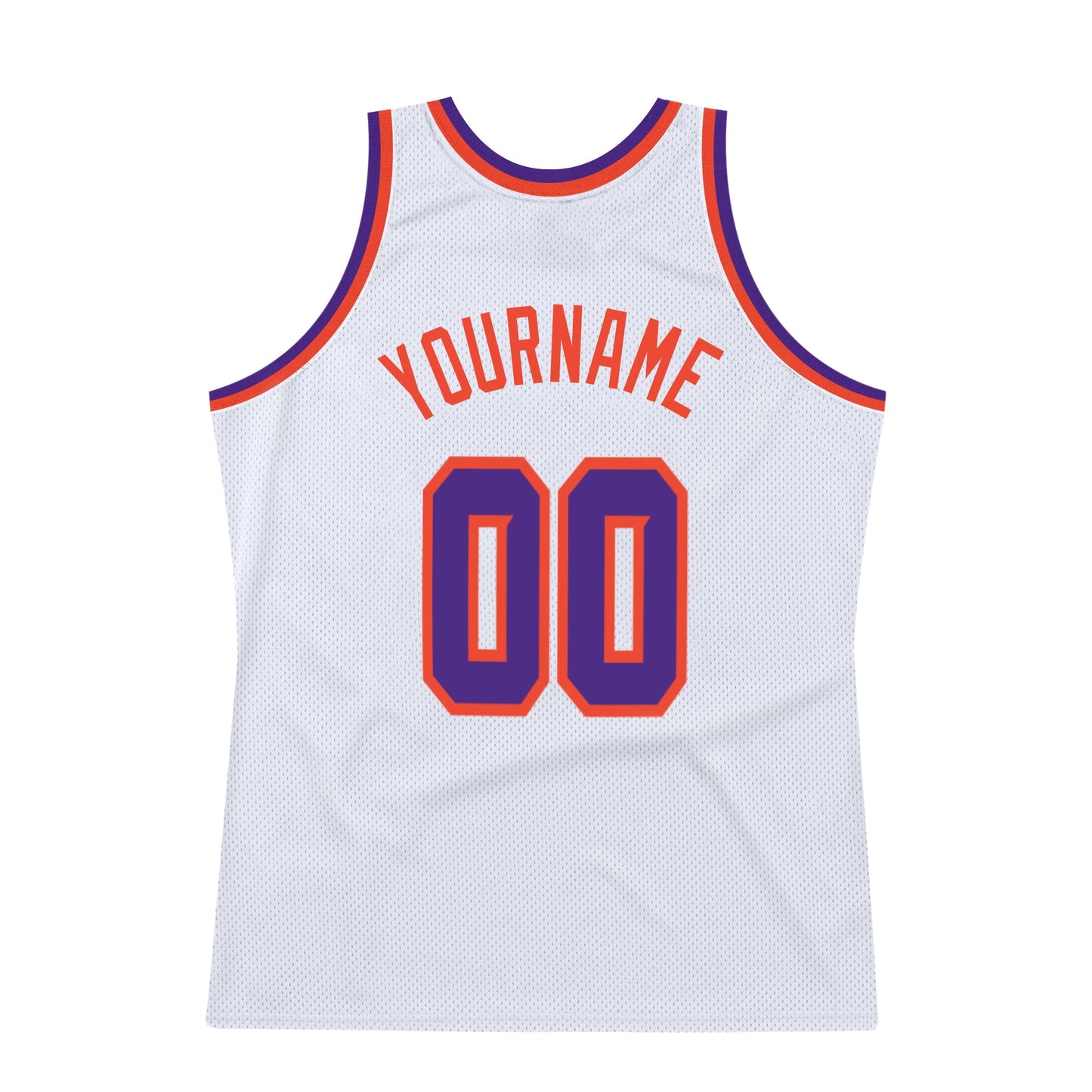 Custom White Purple-Orange Authentic Throwback Basketball Jersey view 6
