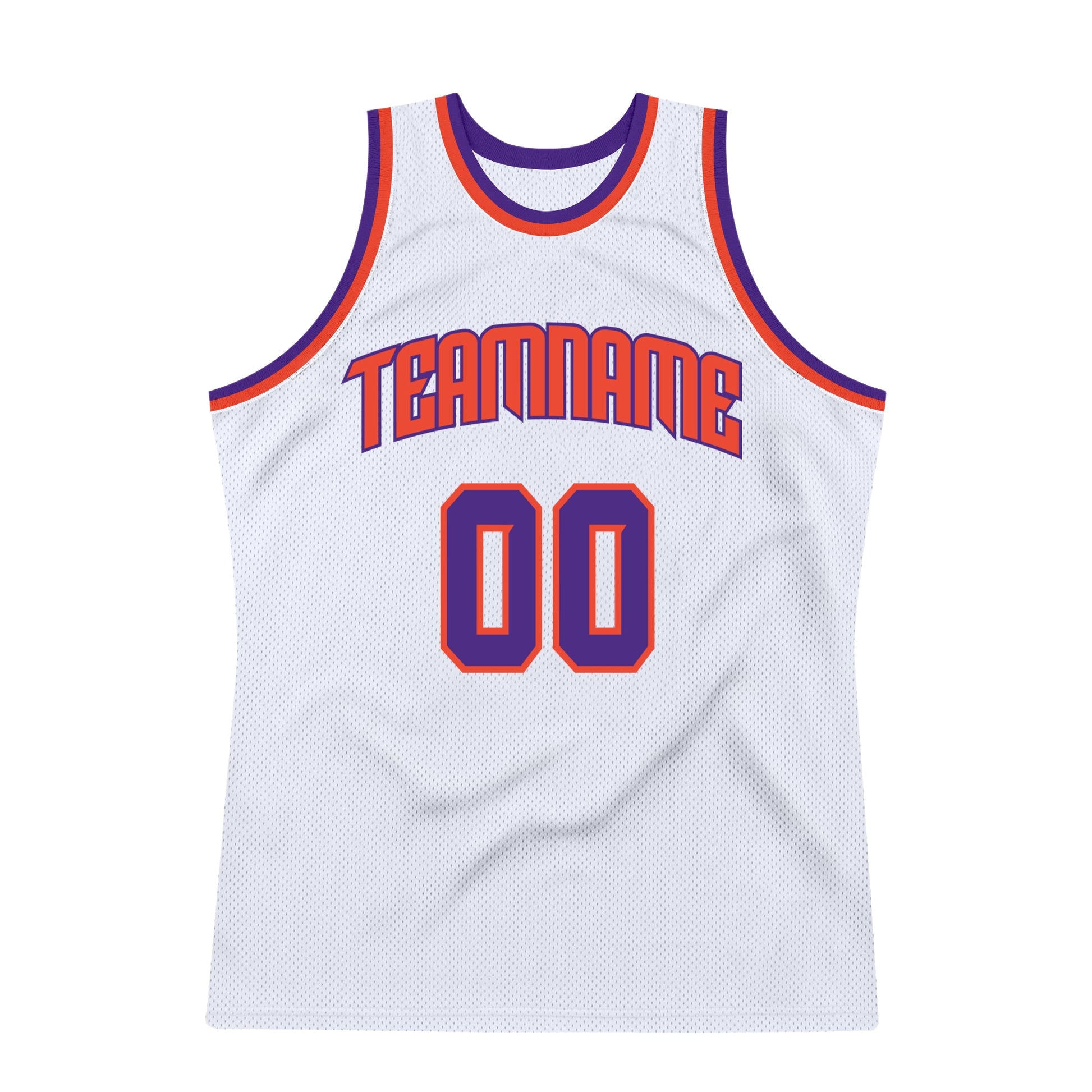 Custom White Purple-Orange Authentic Throwback Basketball Jersey view 7