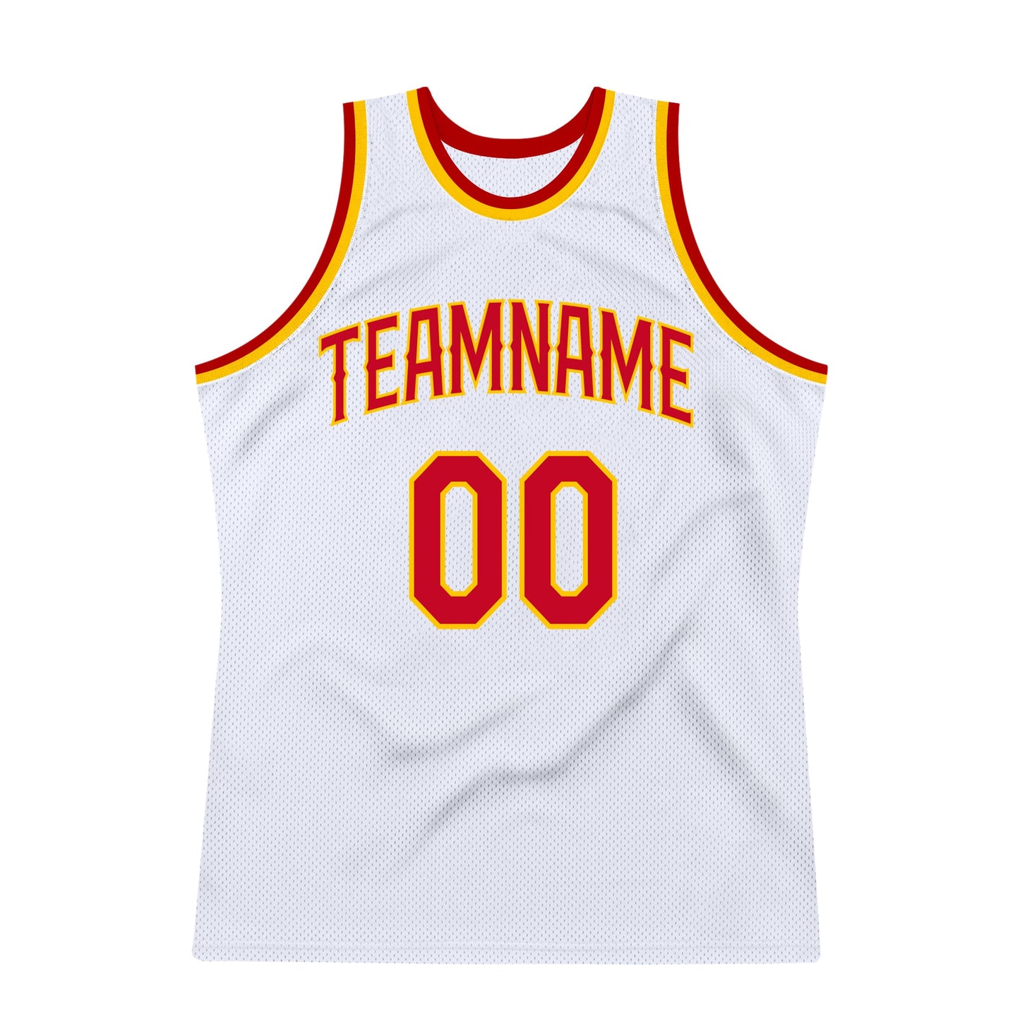 Custom White Red-Gold Authentic Throwback Basketball Jersey view 7