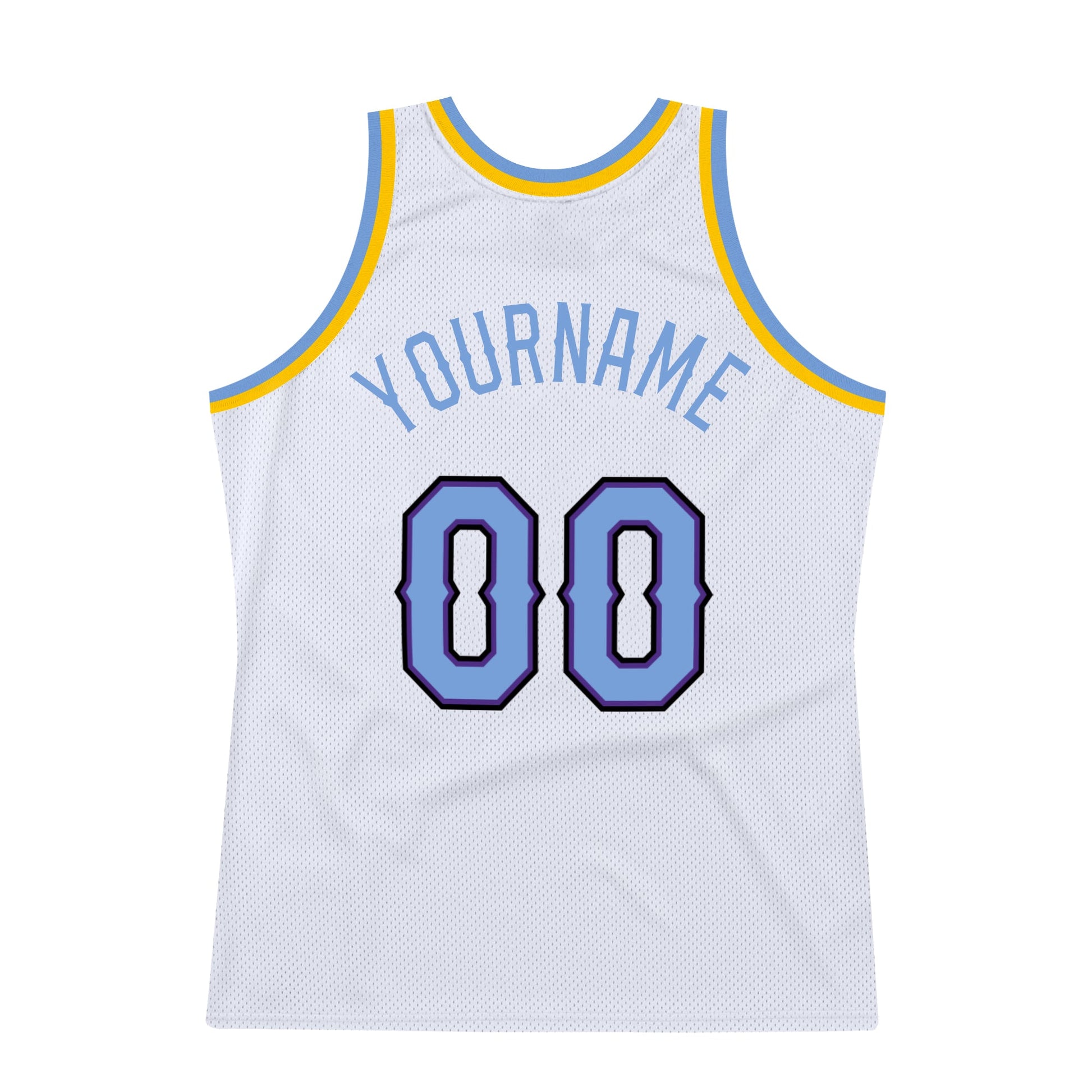 Custom White Light Blue-Purple Authentic Throwback Basketball Jersey view 6