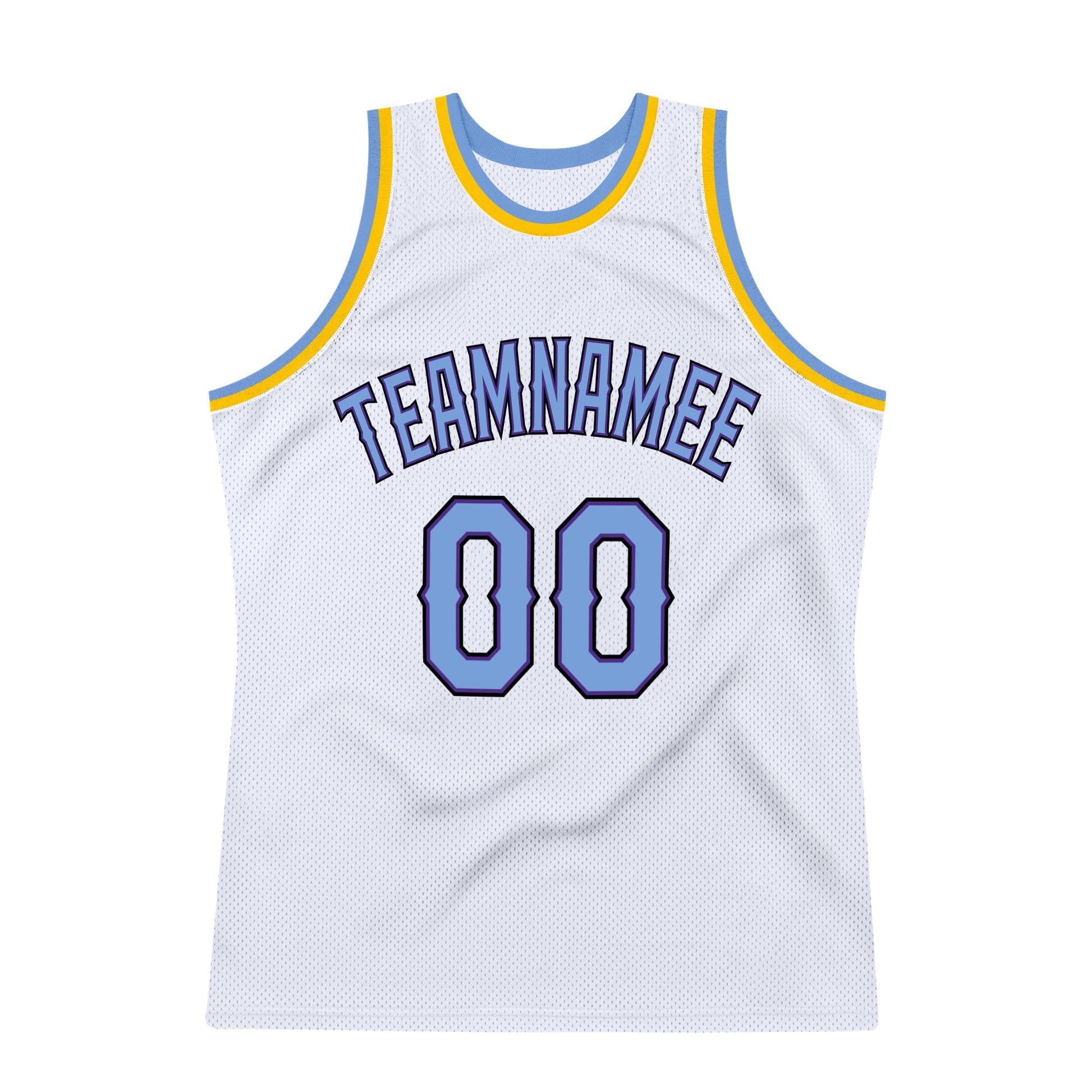 Custom White Light Blue-Purple Authentic Throwback Basketball Jersey view 7