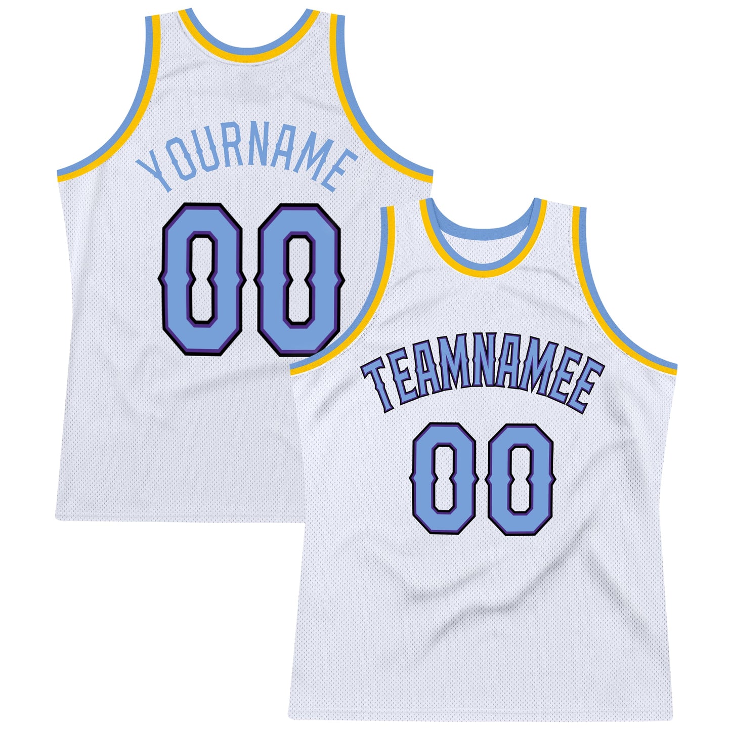 Custom White Light Blue-Purple Authentic Throwback Basketball Jersey - Main View