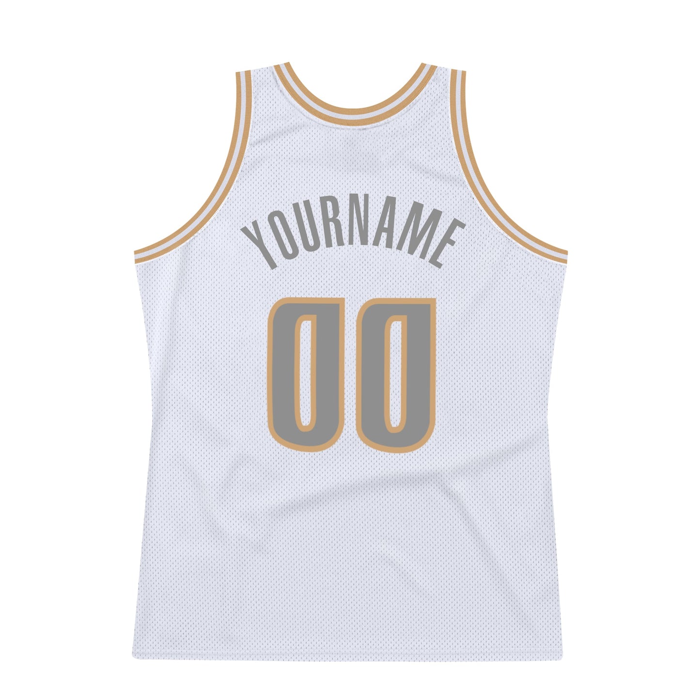 Custom White Steel Gray-Old Gold Authentic Throwback Basketball Jersey view 6