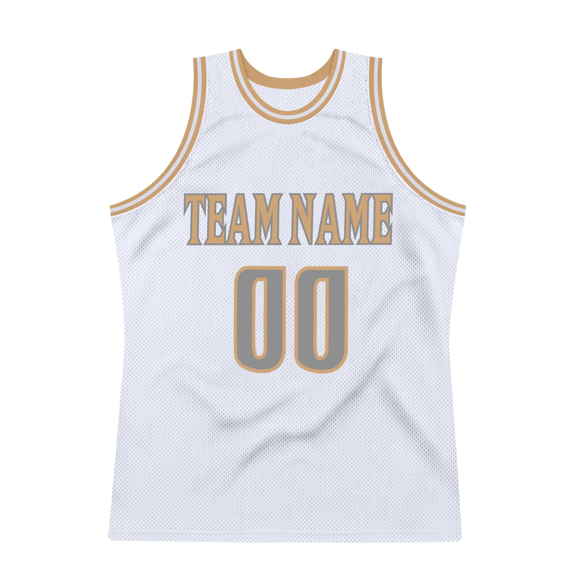 Custom White Steel Gray-Old Gold Authentic Throwback Basketball Jersey view 7