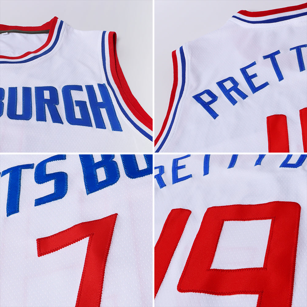 Custom White Maroon-Royal Authentic Throwback Basketball Jersey view 5