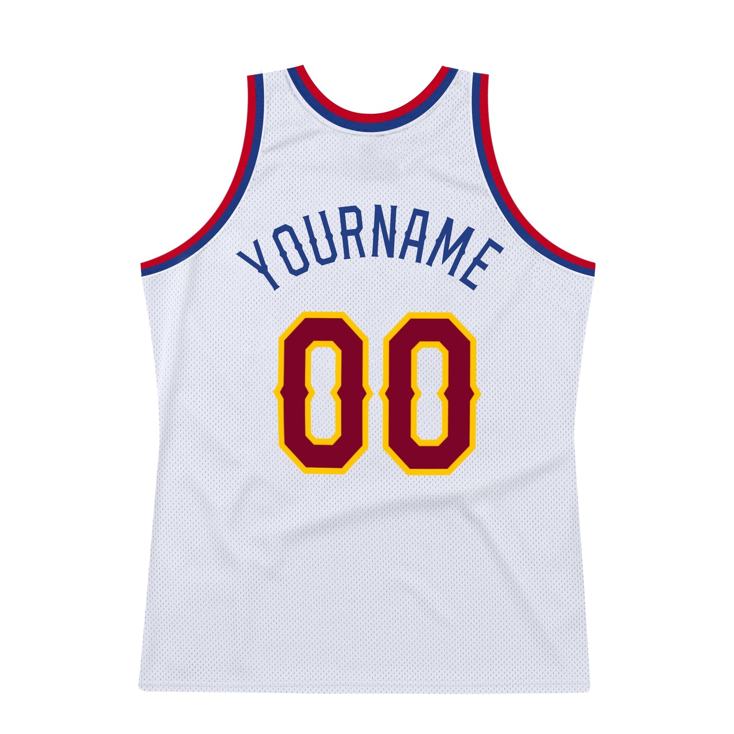 Custom White Maroon-Royal Authentic Throwback Basketball Jersey view 6