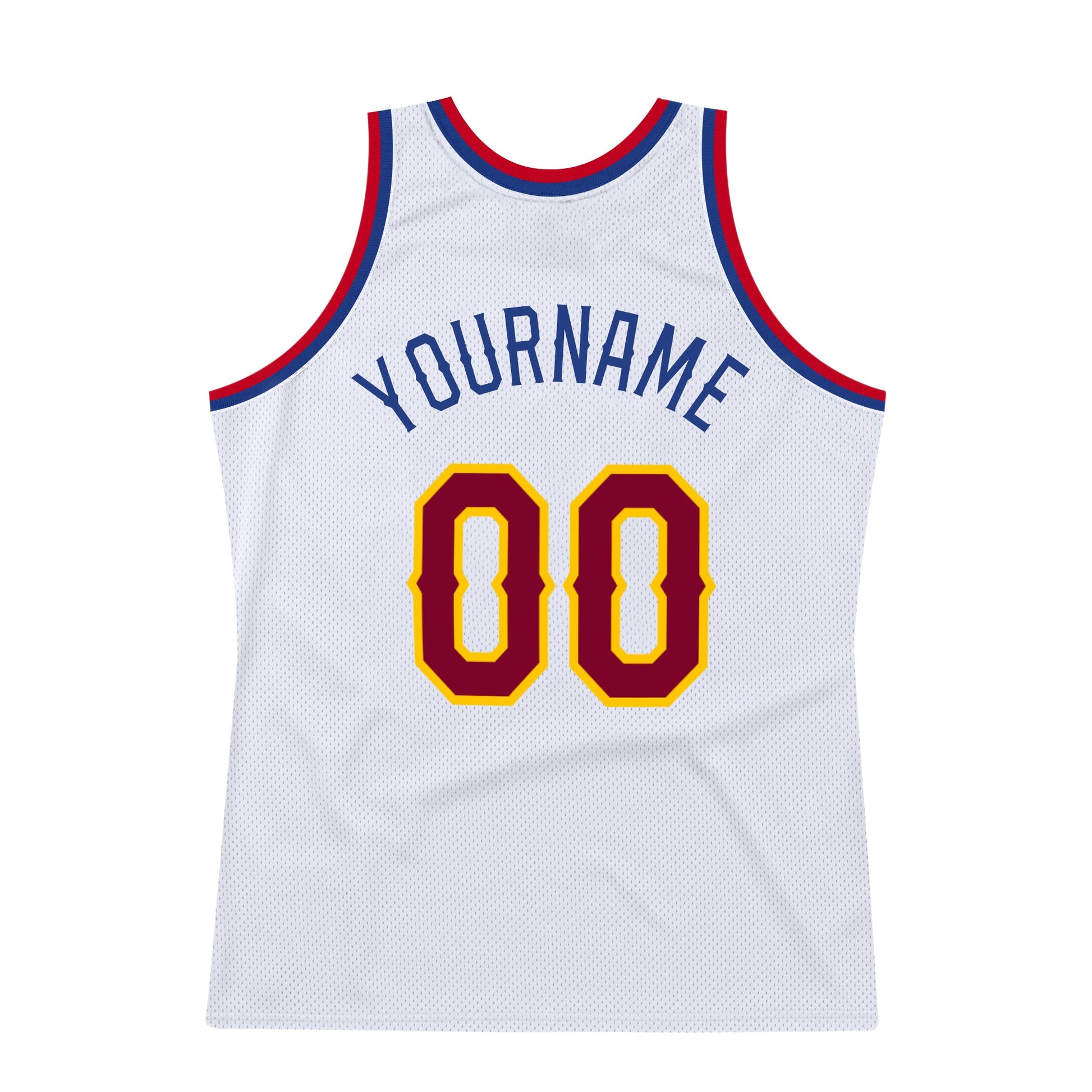 Custom White Maroon-Royal Authentic Throwback Basketball Jersey view 6
