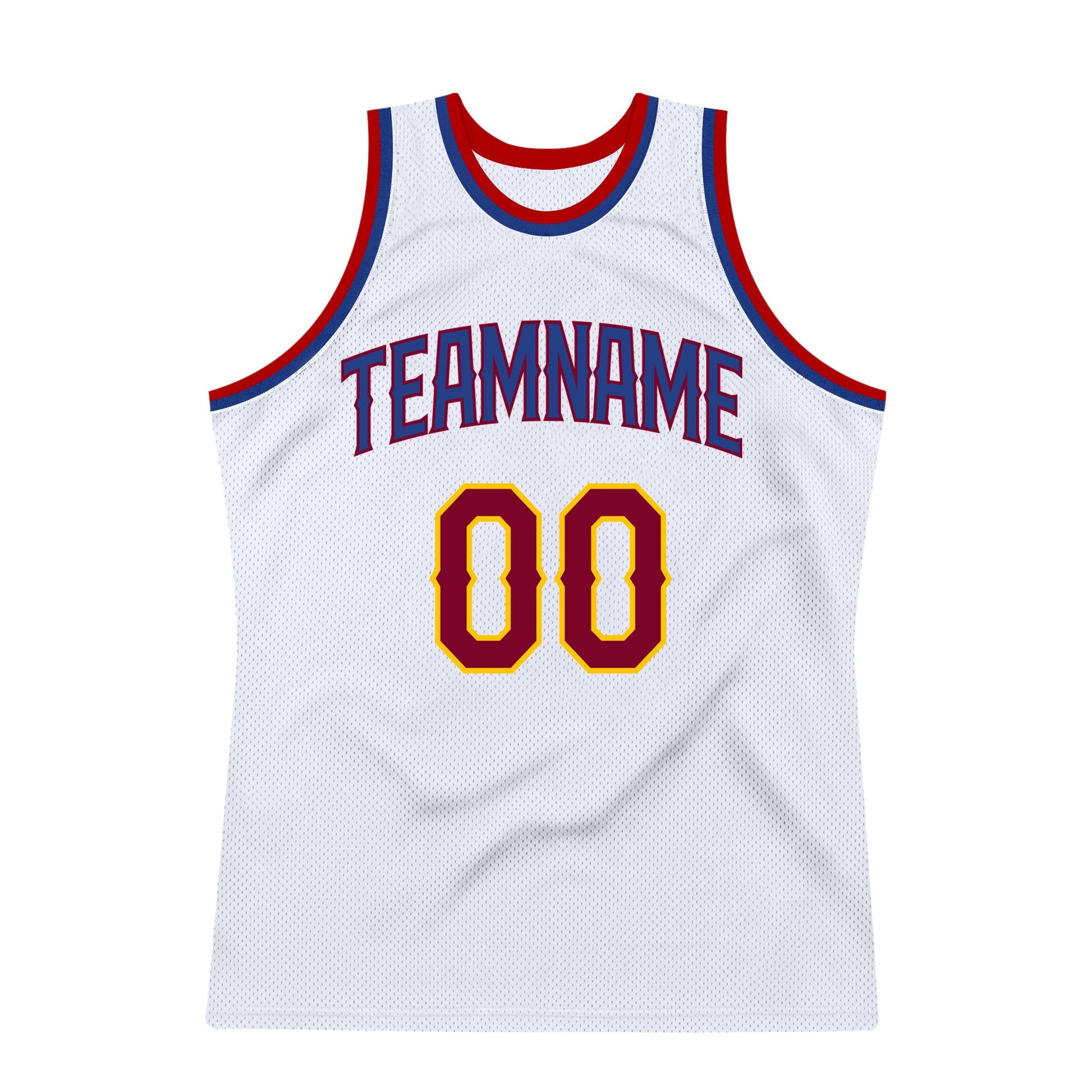 Custom White Maroon-Royal Authentic Throwback Basketball Jersey view 7